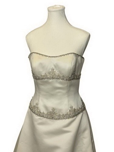Herawhite Ivory Crystal Silver Embroidered Strapless Wedding Gown Size 8 $799