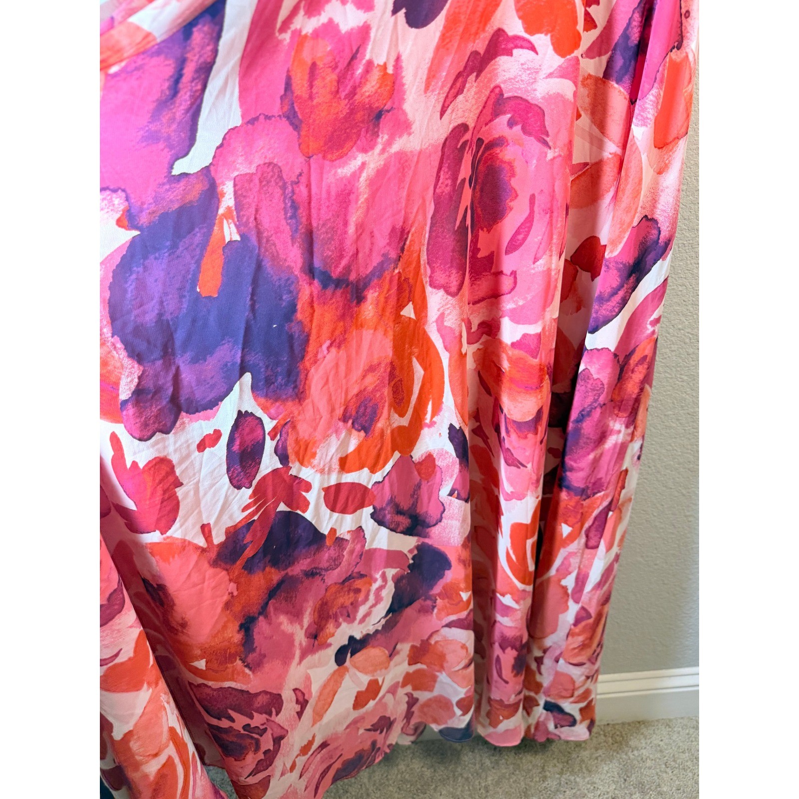 Eliza J Womens 20W Floral Maxi Dress Pink Purple Pleated Halter Wedding Guest