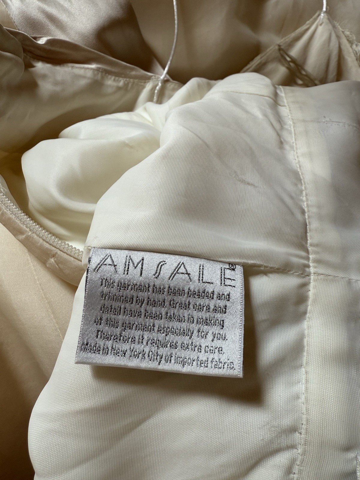 AMSALE Bali S (4) Ivory A-Line Organza Silk Lace Bralette Wedding Dress
