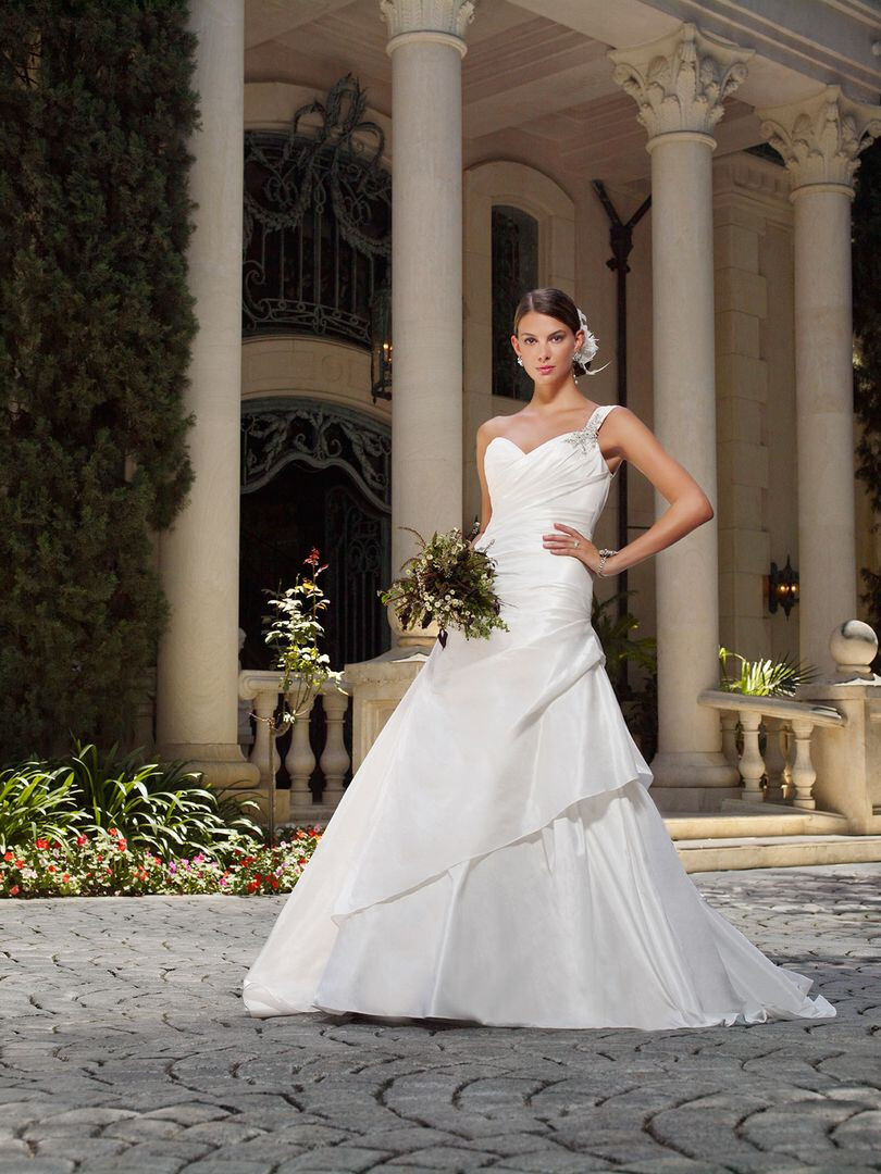 Casablanca Bridal Exotic Escape Wedding Dress 8 Romantic Taffeta One Strap 1977