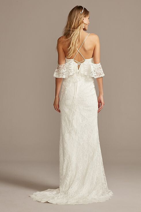 GALINA Off-White Lace V-Neck Cold Shoulder Bridal Wedding Dress Gown 14 US = XL