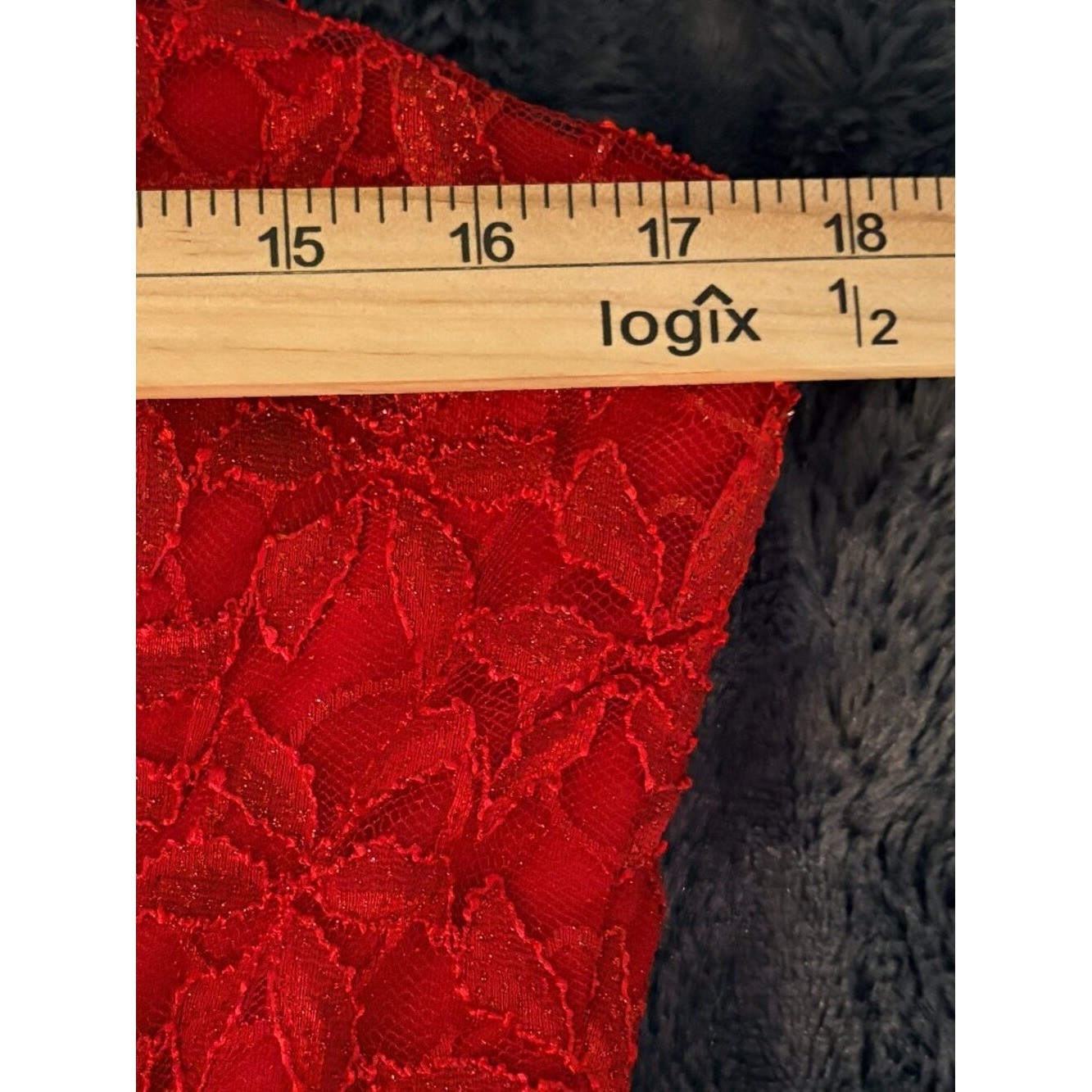 Red Lace Strapless Cocktail Wedding Guest Dress Rhinestone V Neck Juniors 13