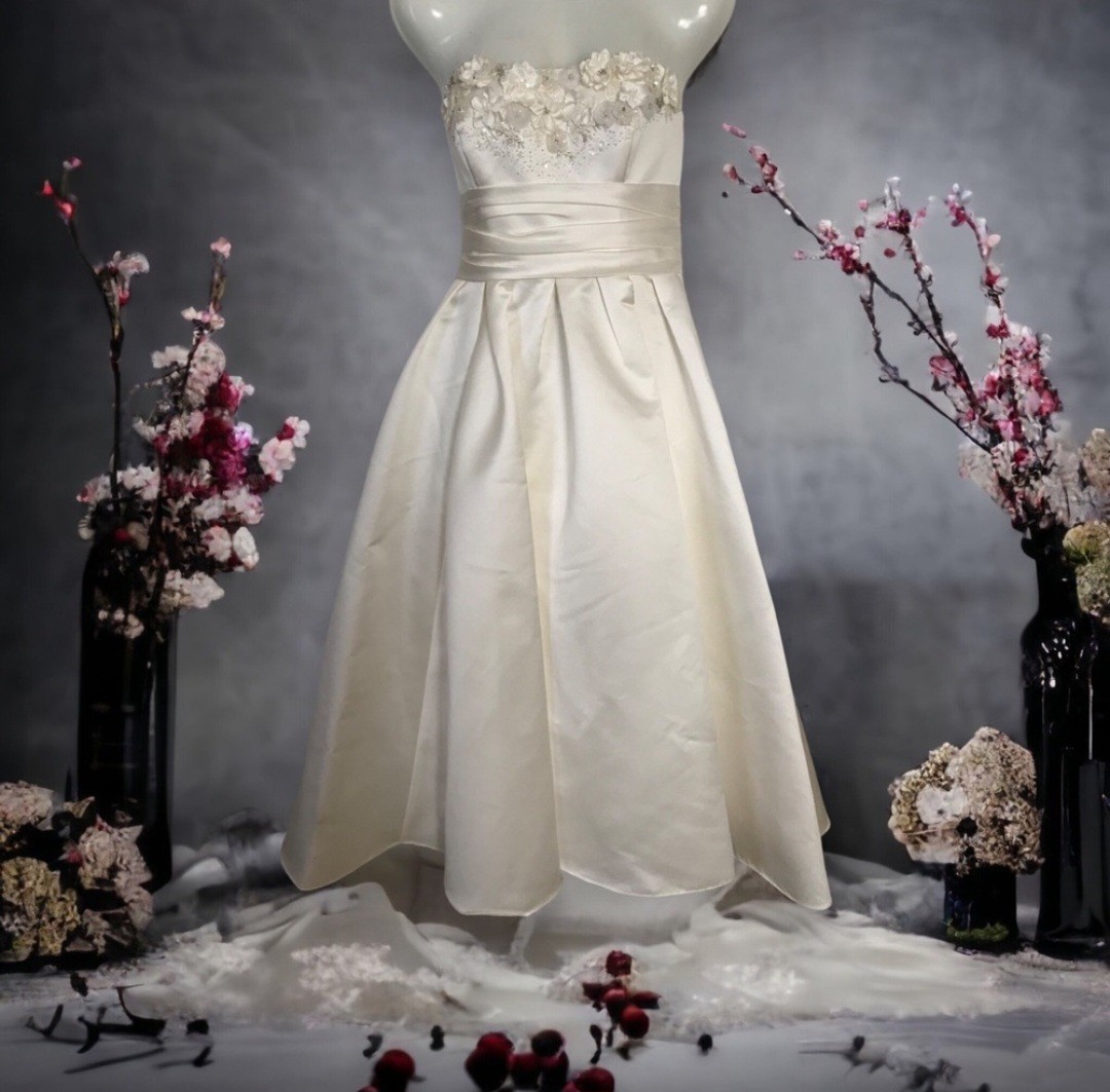 Galina David’s Bridal Tea Length Wedding Dress Size 10