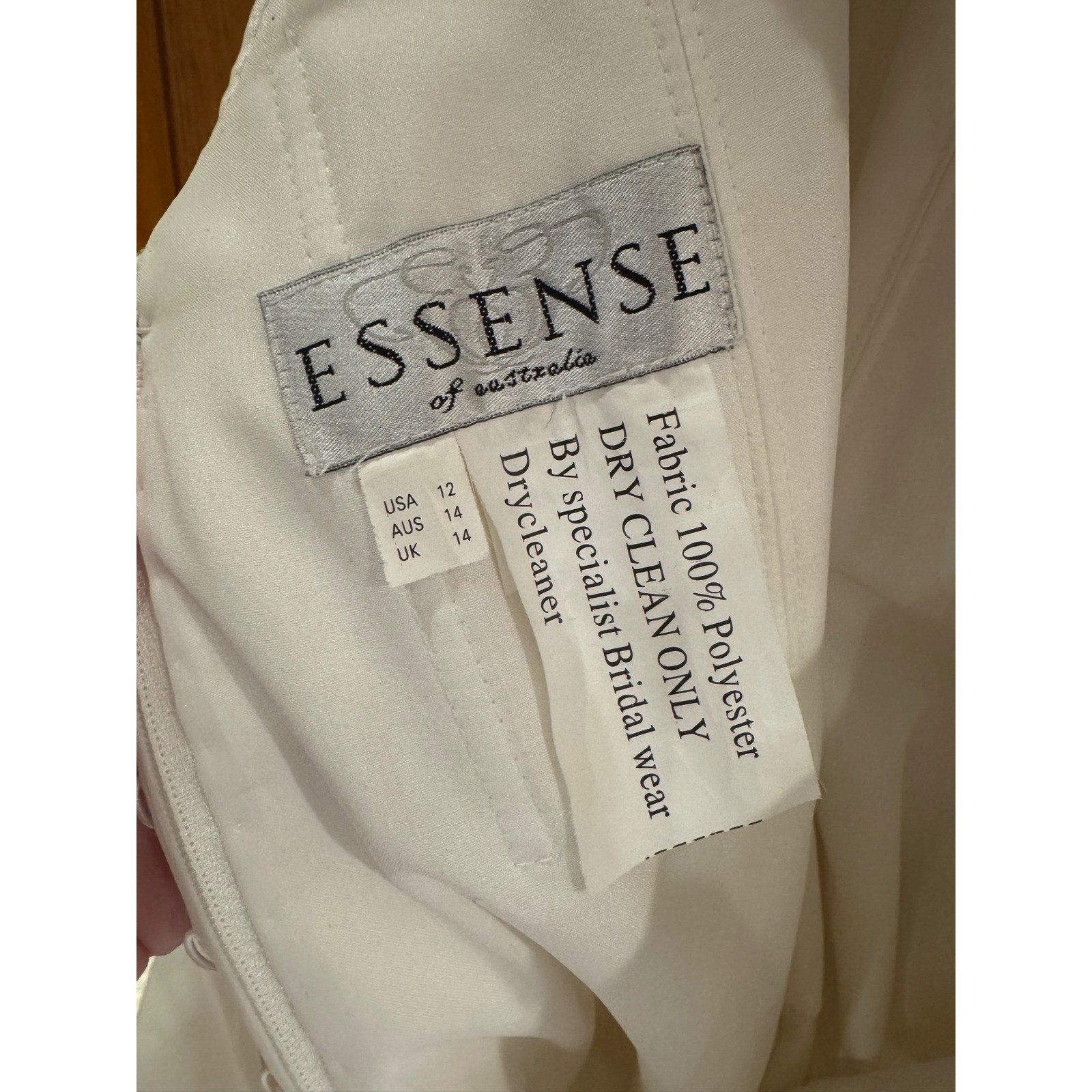 Essense of Australia Ivory Satin Ruched Strapless Wedding Dress Gown Size 12