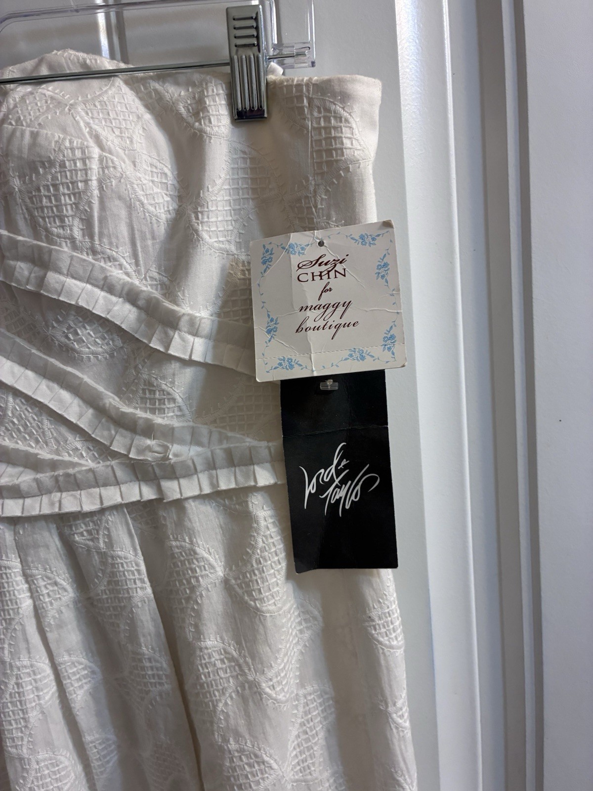 Suzi Chin for Maggy Boutique NWT Size 10 White Jacquard Cocktail Dress