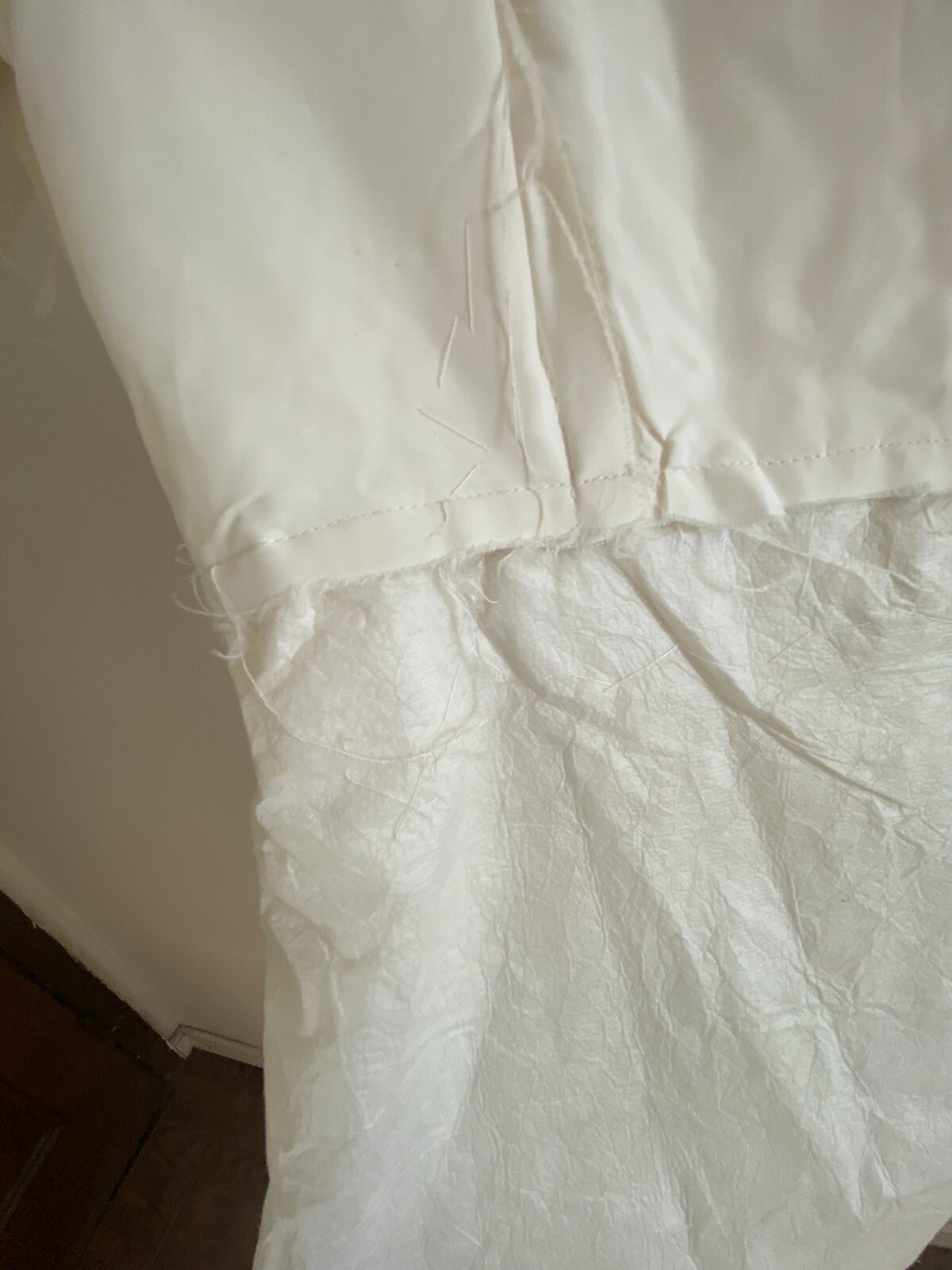 Vintage Portrait Bridal Wedding Dress Lace Gown Union Label Off-White S? Elegant