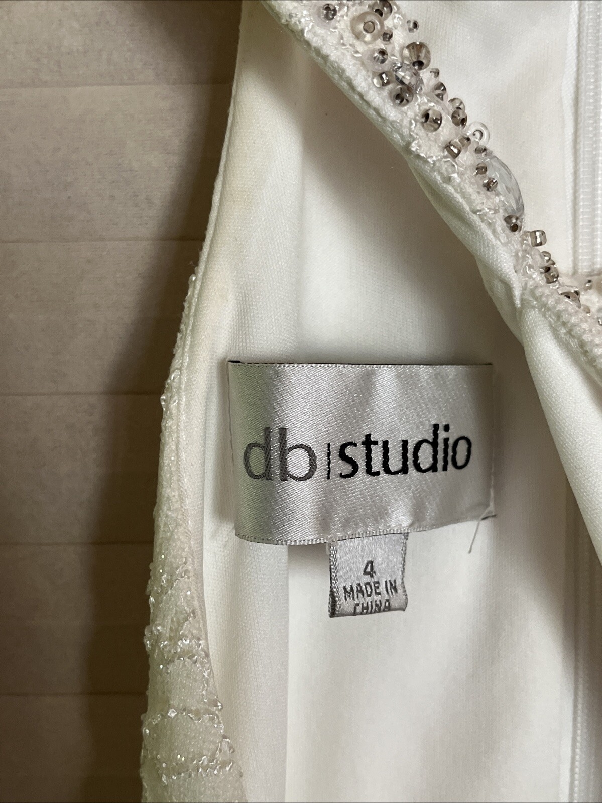 Davids Bridal DB Studio Tea Length Wedding Dress Ivory Size 4 Lace & Jewels