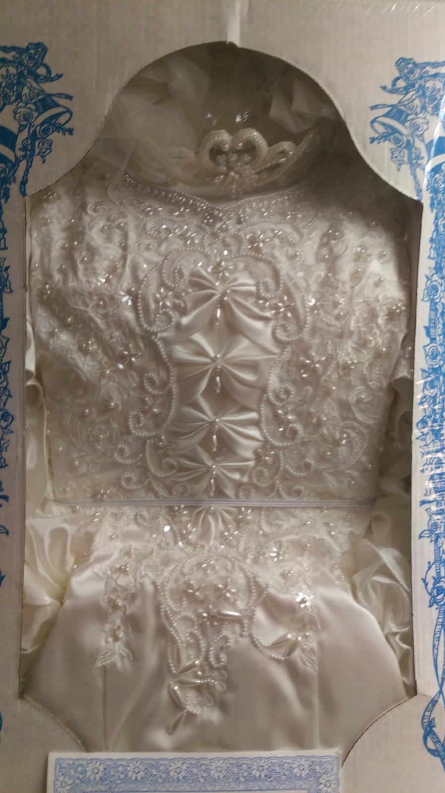 Wedding Dress Mermaid White Ruffles w Train, Veil/Headpiece **VACUUM SEALED**