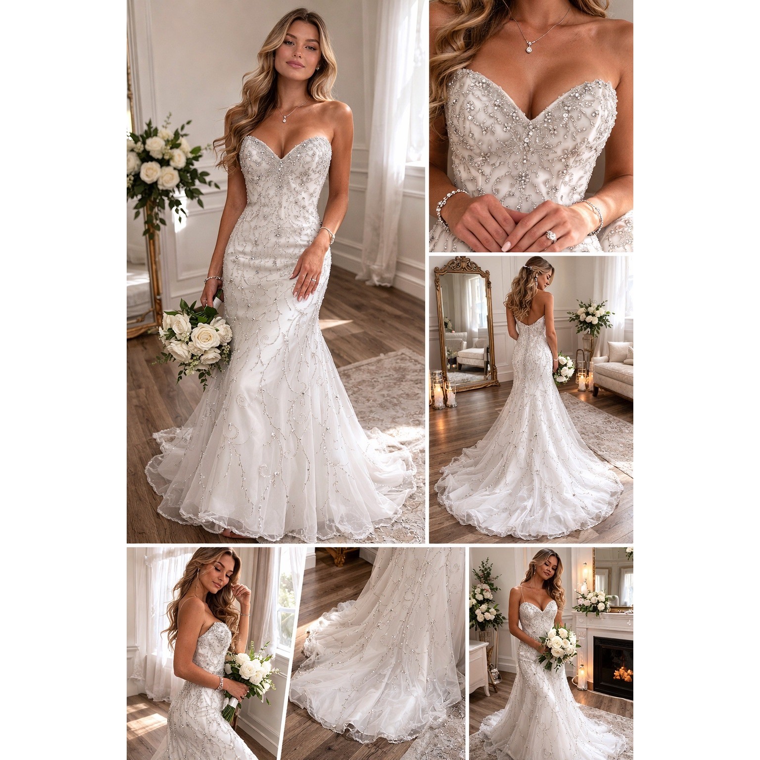 Sottero and Midgley Haute Couture Beaded Mermaid Wedding Dress Ivory Size 14
