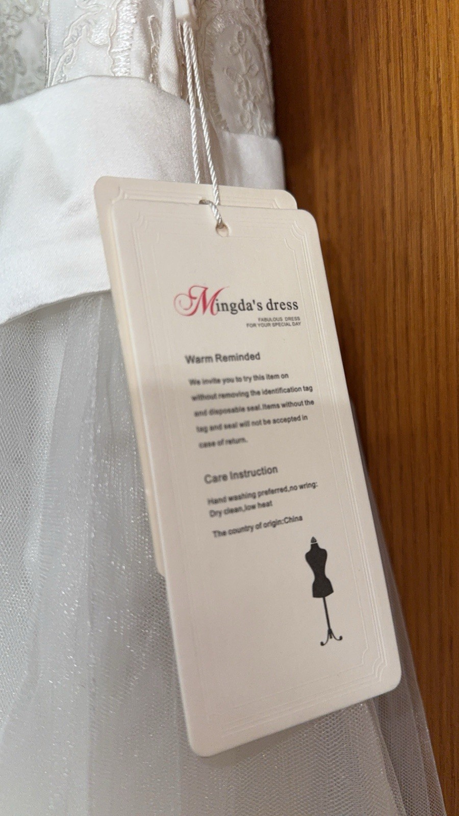 Bride Wedding Dress Plus Size 14W Modern Mingda Embellished Lace White Gown -NWT