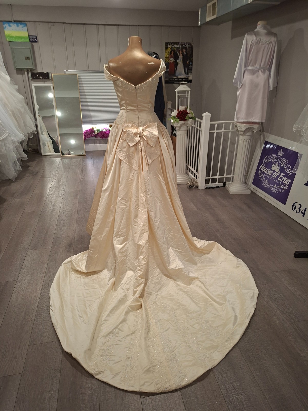Amalia Carrera Champagne Satin BallGown