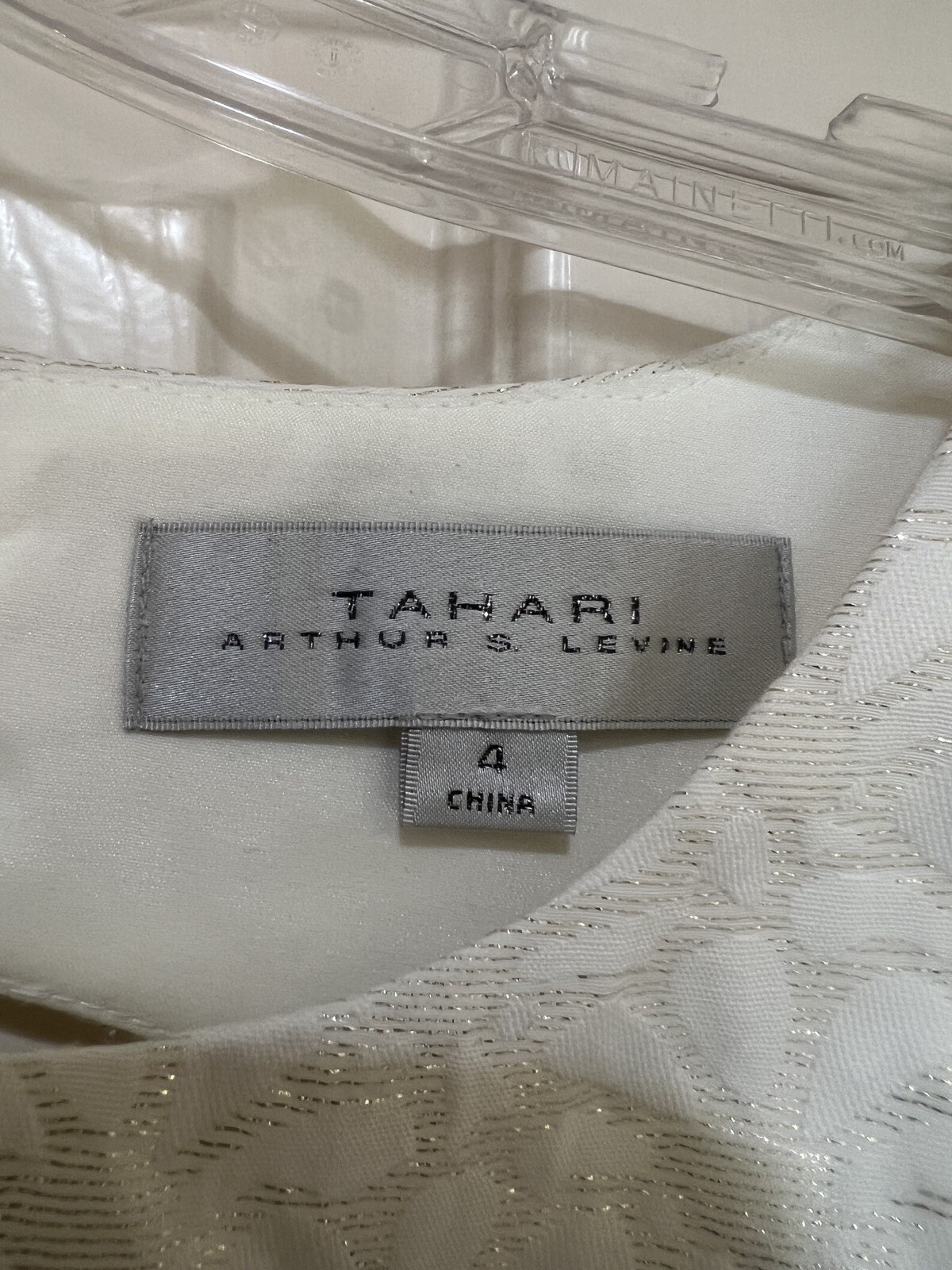 Tahari 2 PIECE White Metallic DRESS & JACKET MOTHER OF BRIDE FORMAL COCKTAIL 4