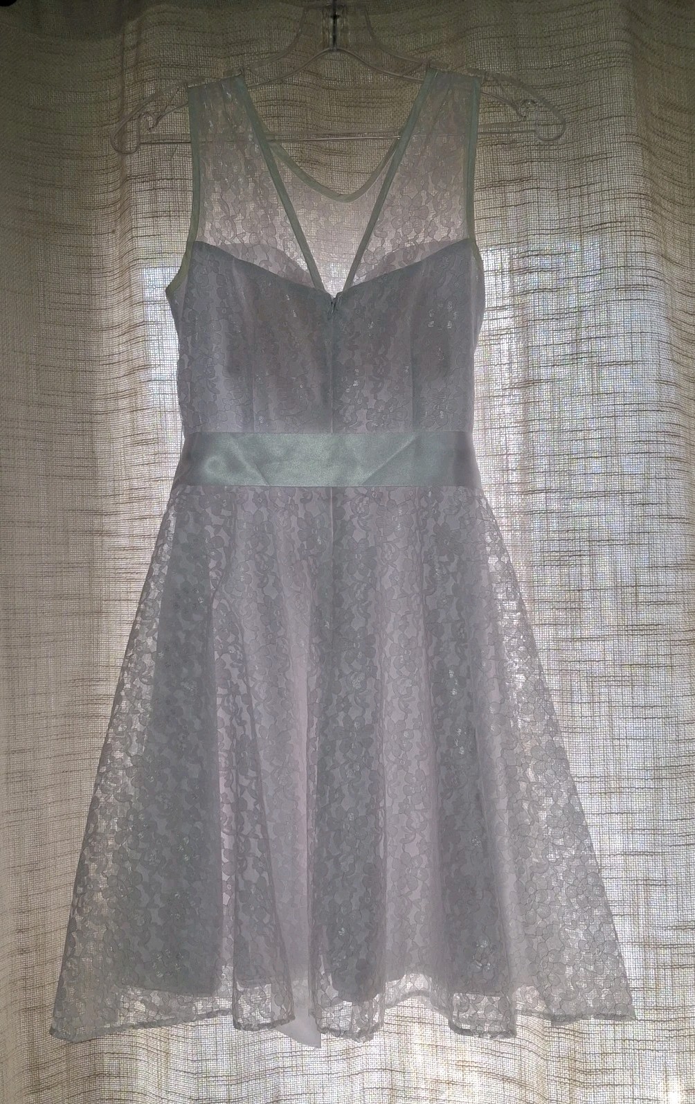XS Lace Wedding Formal Cocktail Confirmation Homecoming Dress White w Ivory Trim