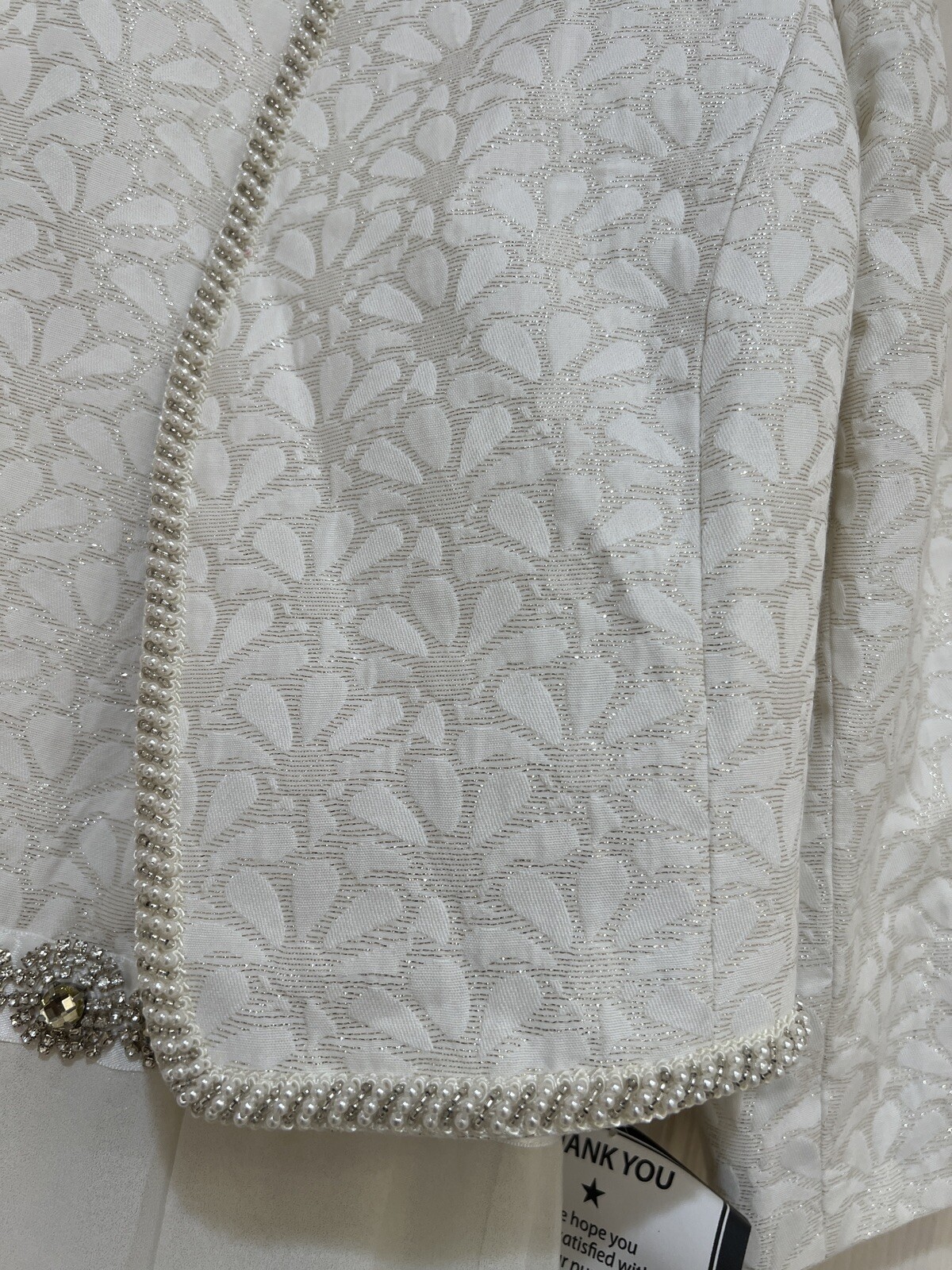 Tahari 2 PIECE White Metallic DRESS & JACKET MOTHER OF BRIDE FORMAL COCKTAIL 4