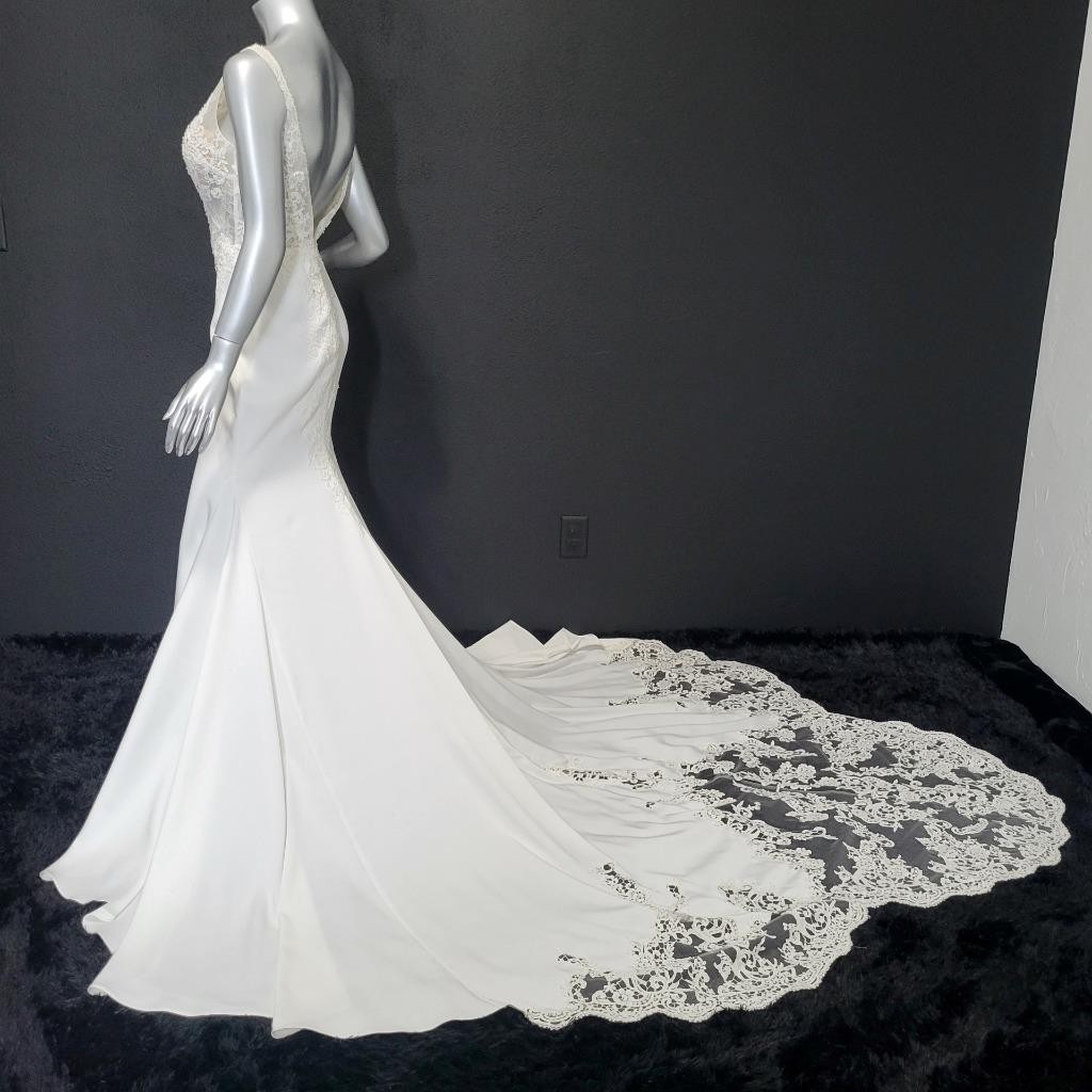 NWT~$1595~JOVANI~SZ 4~IVORY OFF WHITE LACE RHINESTONE EMBELLISHED WEDDING DRESS