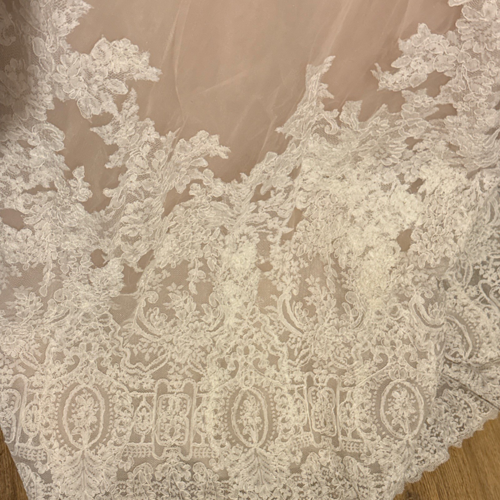 Mori Lee 2674 Wedding Dress Size 10 – Unaltered – Blush Lace & Organza