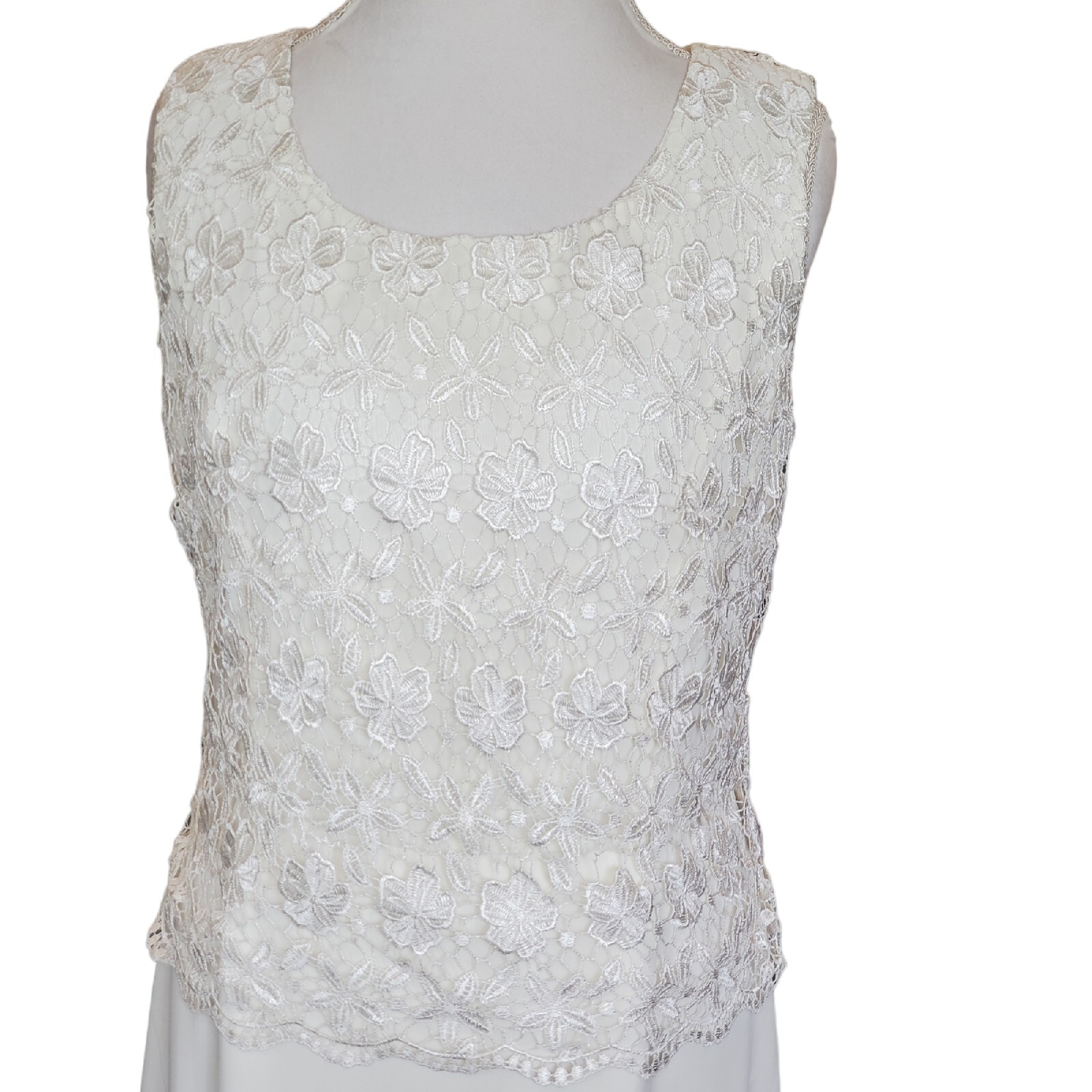 VTG Wedding Dress Sz 10 Cream Ivory Crochet Chiffon Layered Long Beach Mature