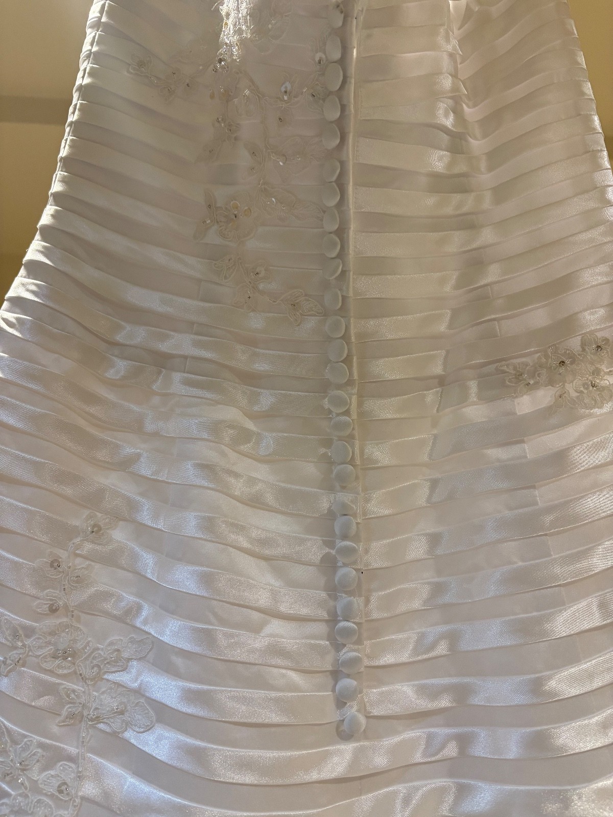 Beautiful Size 8 High Low White Satin with beads and embroidery Wedding Dress