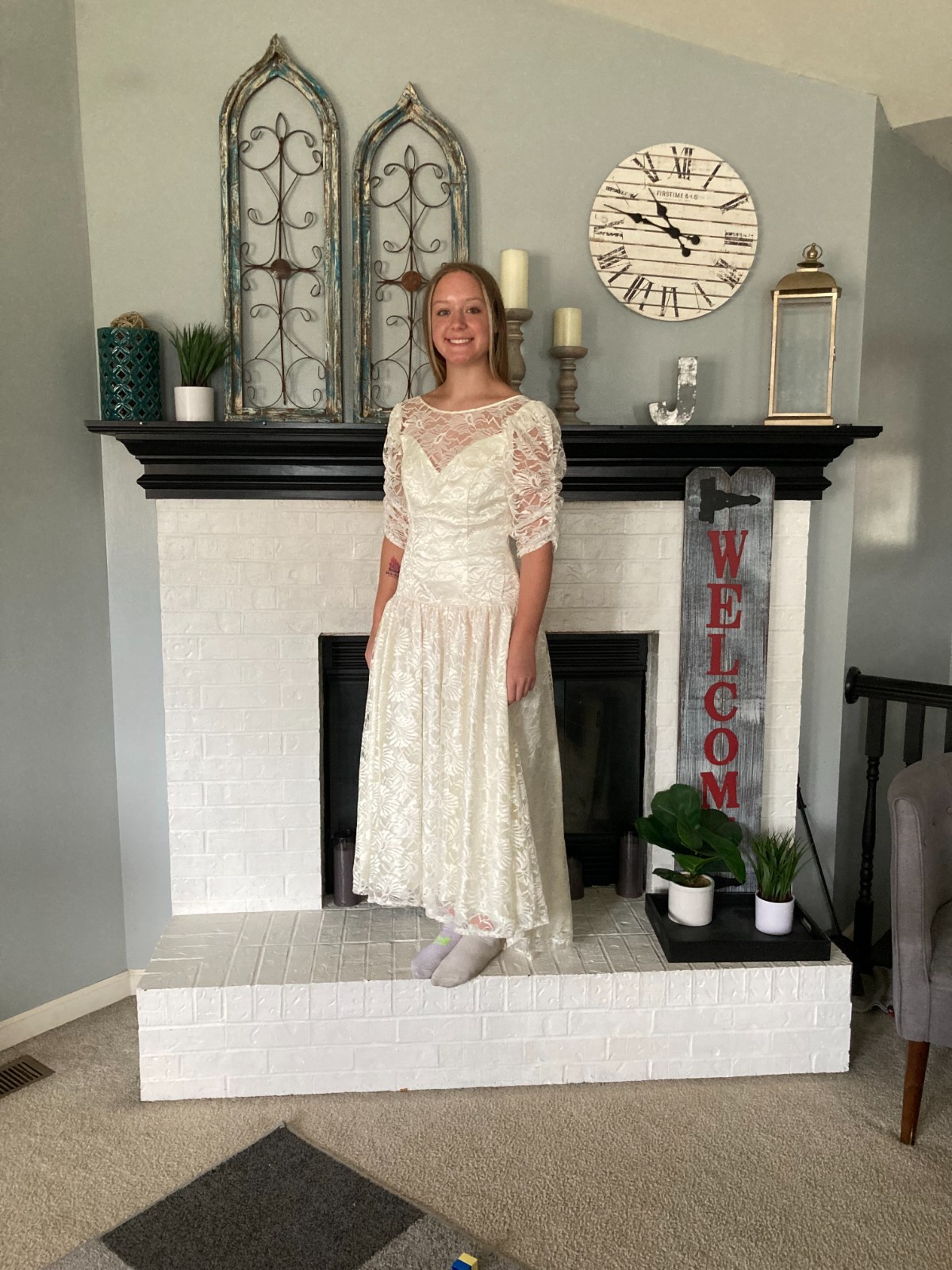 Taffeta & Lace Wedding Dress, Size 7/8 – AE dcq