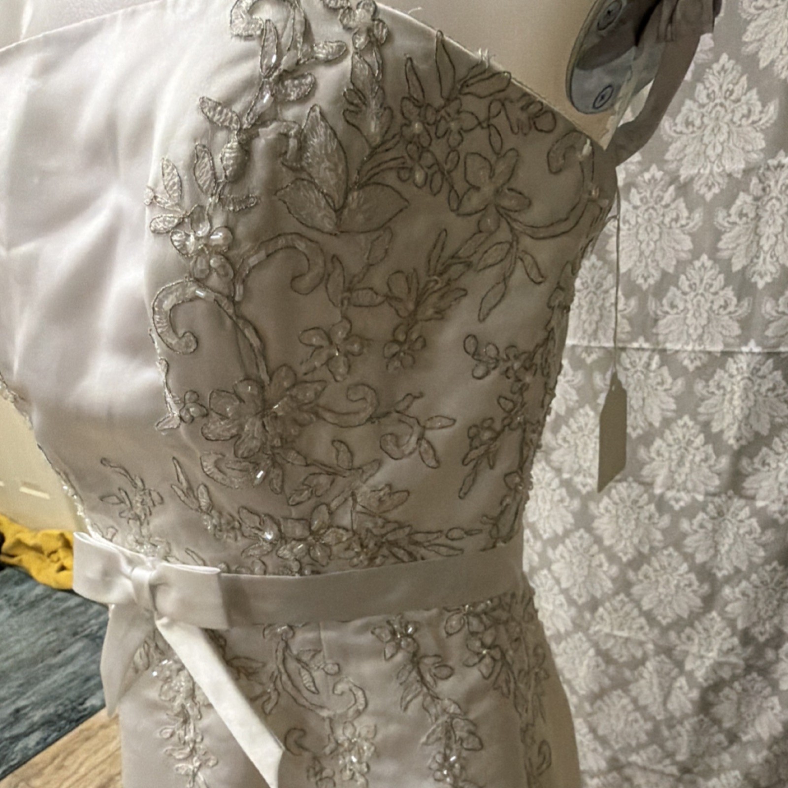 Mary’s White Strapless Embroidered Beaded A-Line Wedding Dress Size 10 Lot#7