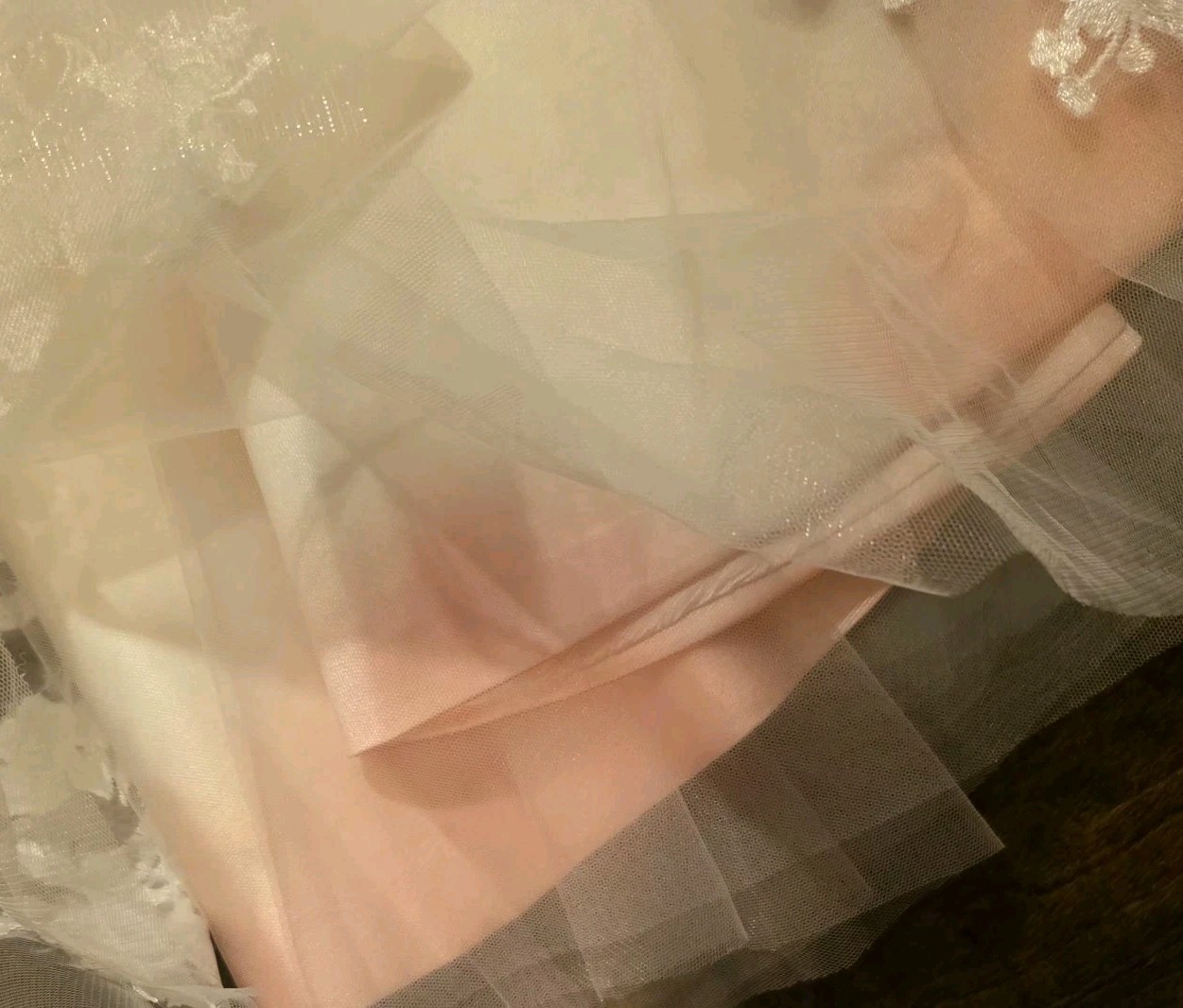 Custom Lace Illusion Mini Wedding Dress Sz M Sheer Long Sleeve Tulle Bridal Pink