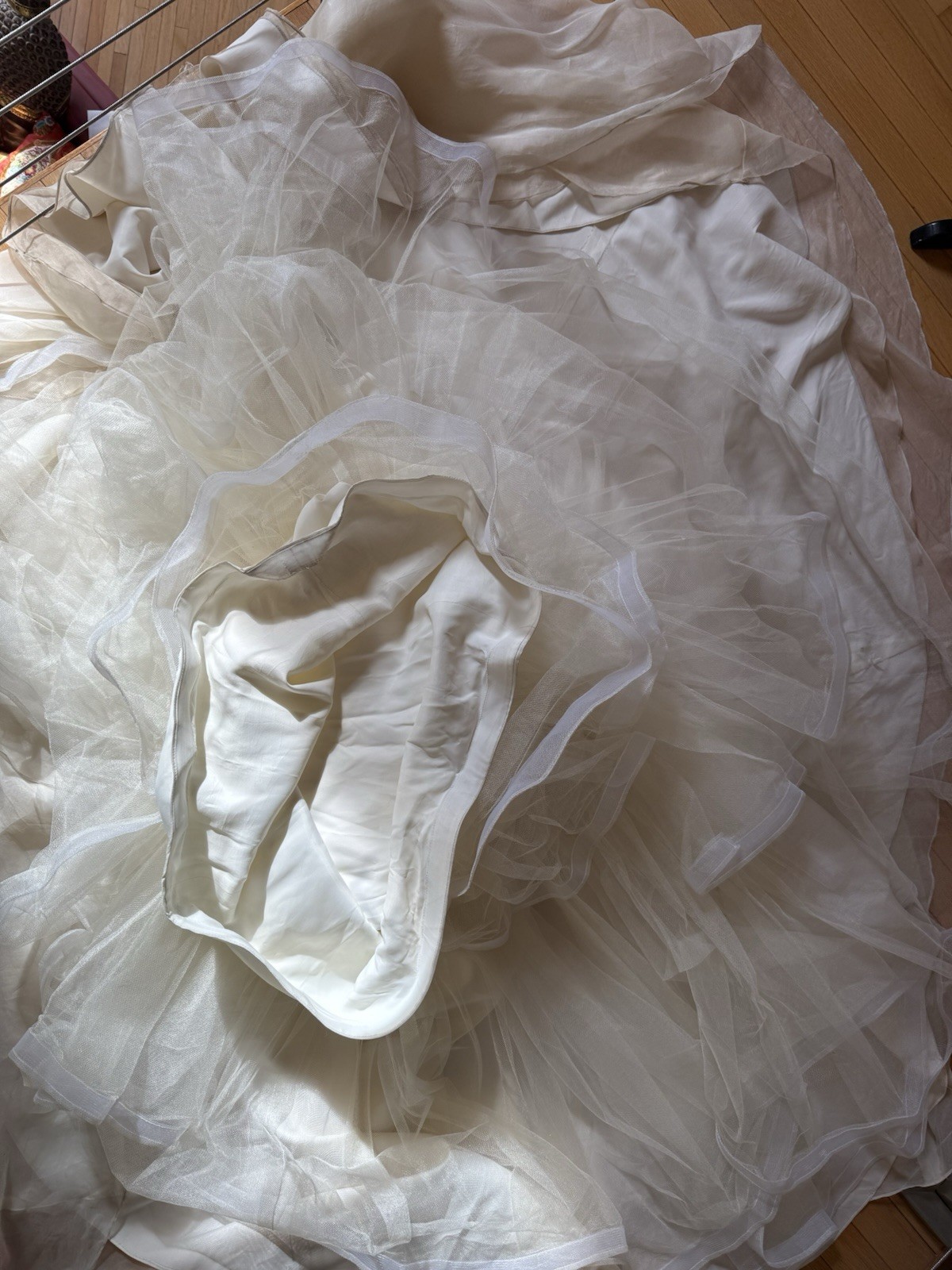 AMSALE Bali S (4) Ivory A-Line Organza Silk Lace Bralette Wedding Dress