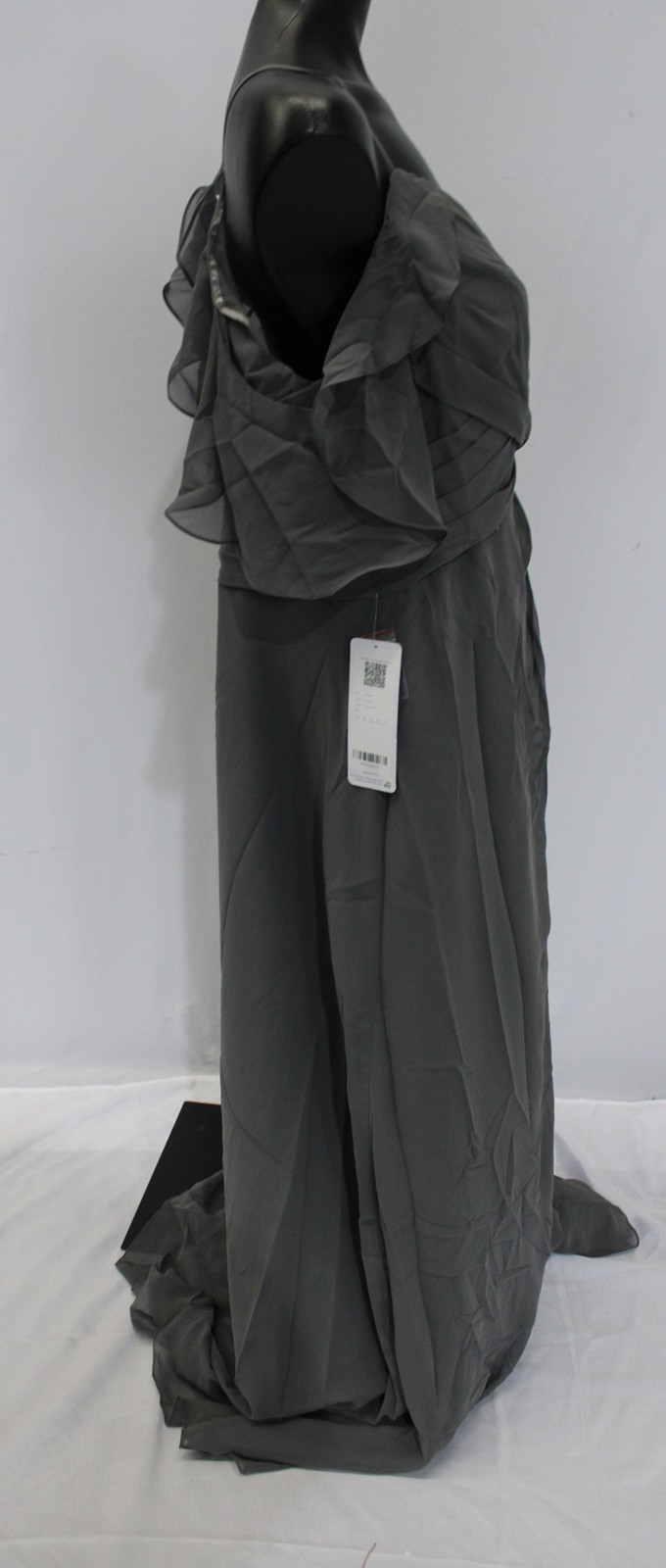 Azazie Womens Dakota A-Line V-Neck Pleated Chiffon Dress AP2 Steel Gray Size:A16