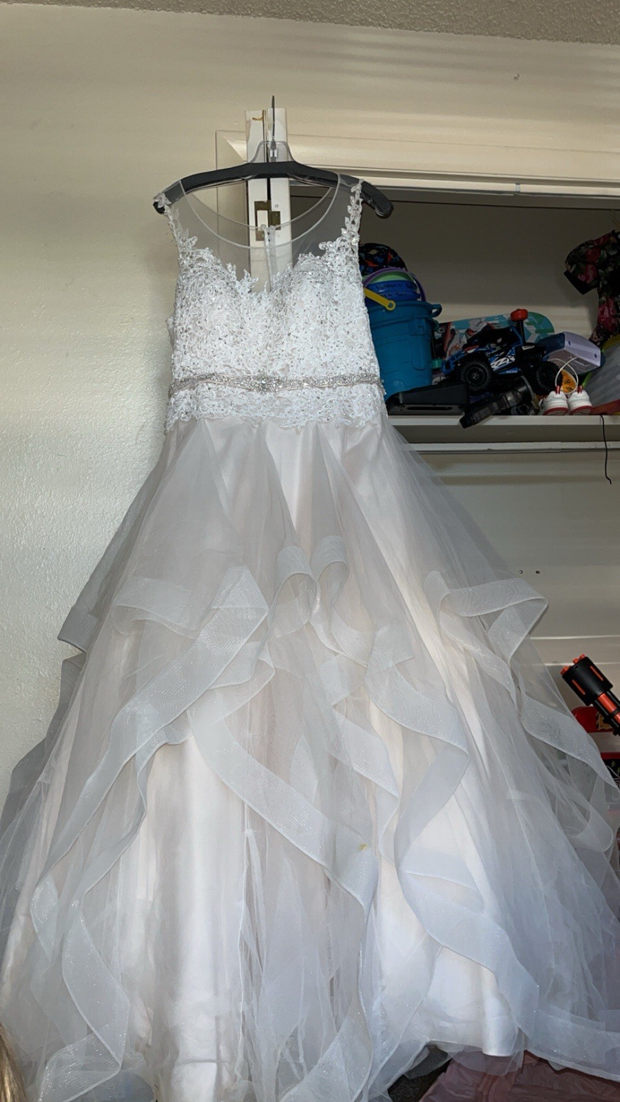 White Lace Beaded Tulle wedding dress