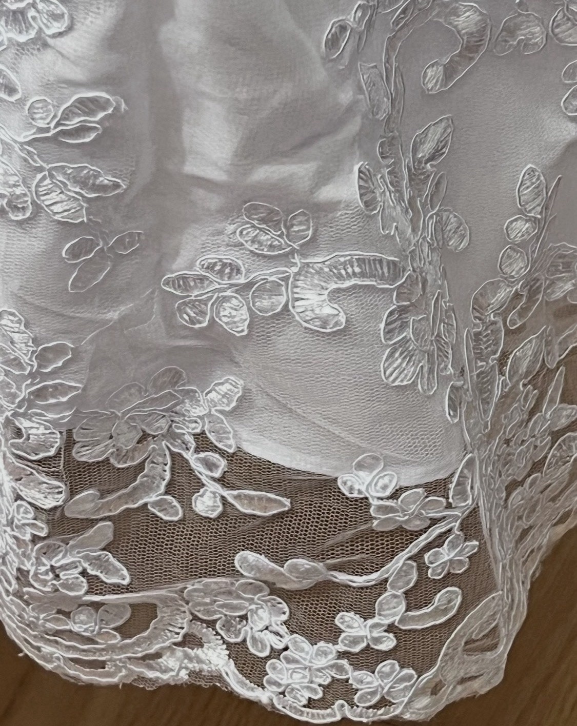 White A-Line V-Neck Cap Sleeve Tea-Length Lace Corset Back