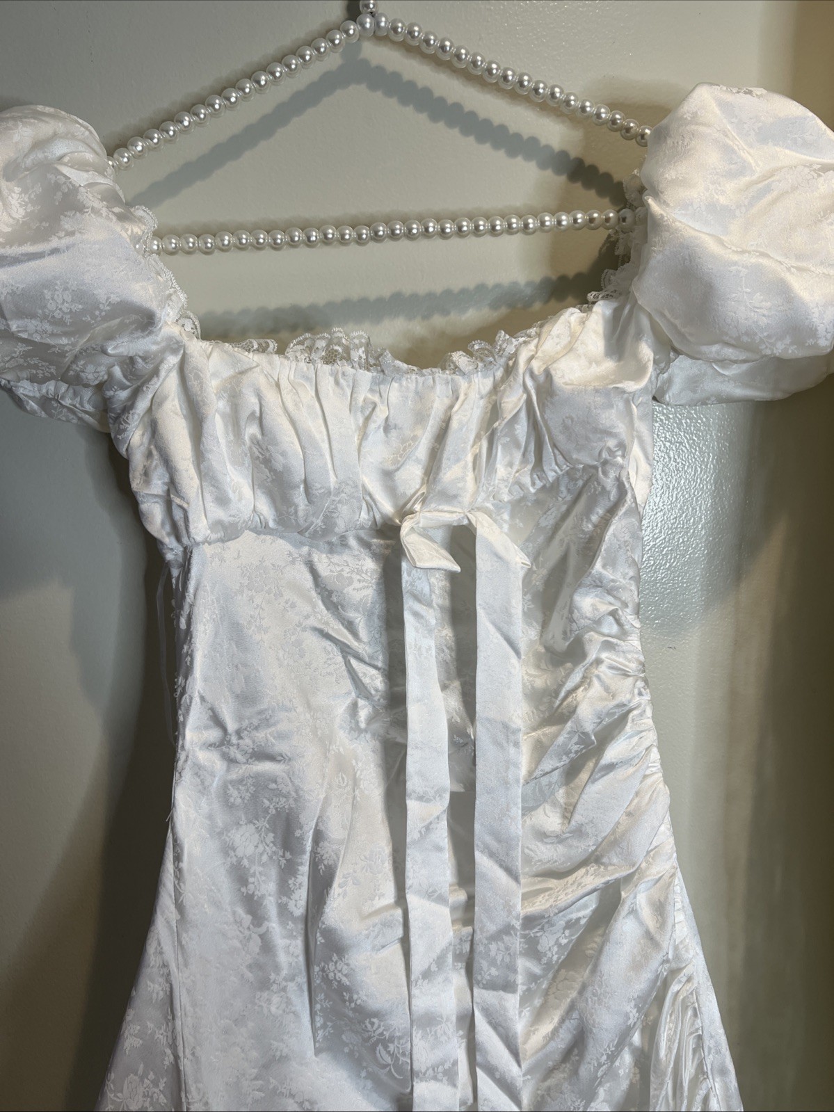 For Love & Lemons Aurelia Jacquard Embellished Silk Lace Vintage Wedding Gown 8