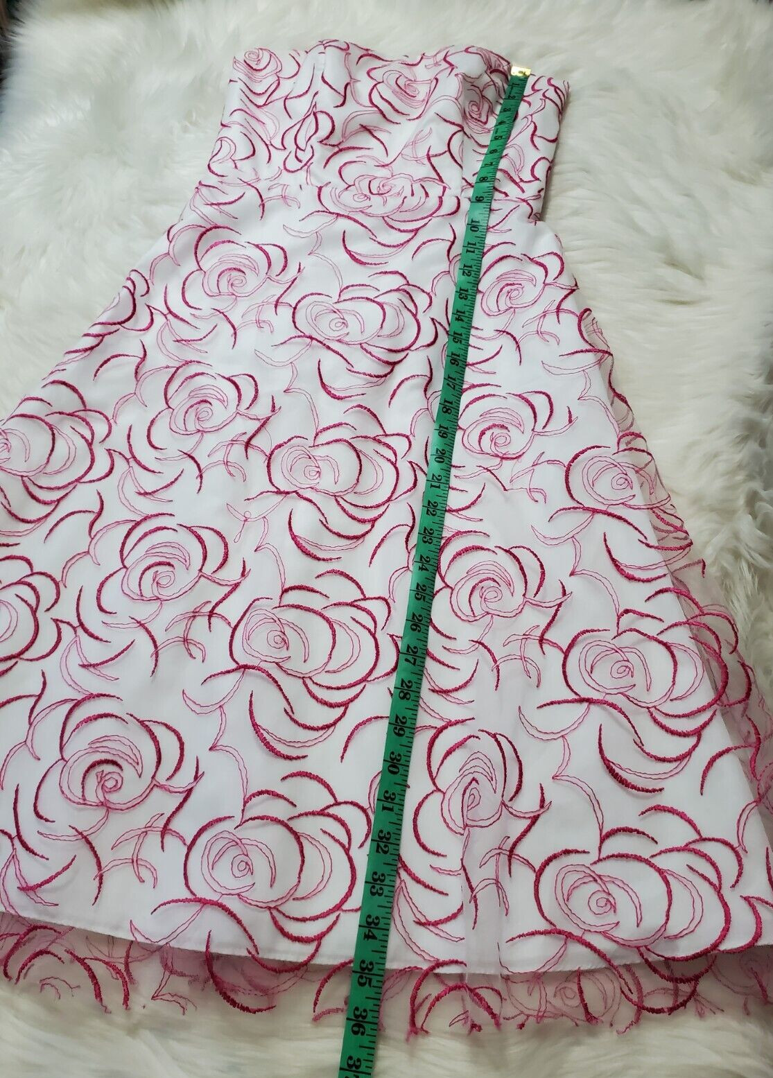 David’s Bridal Women Size 4 Magenta Pink White Tea Length Dress Wedding MMM-23