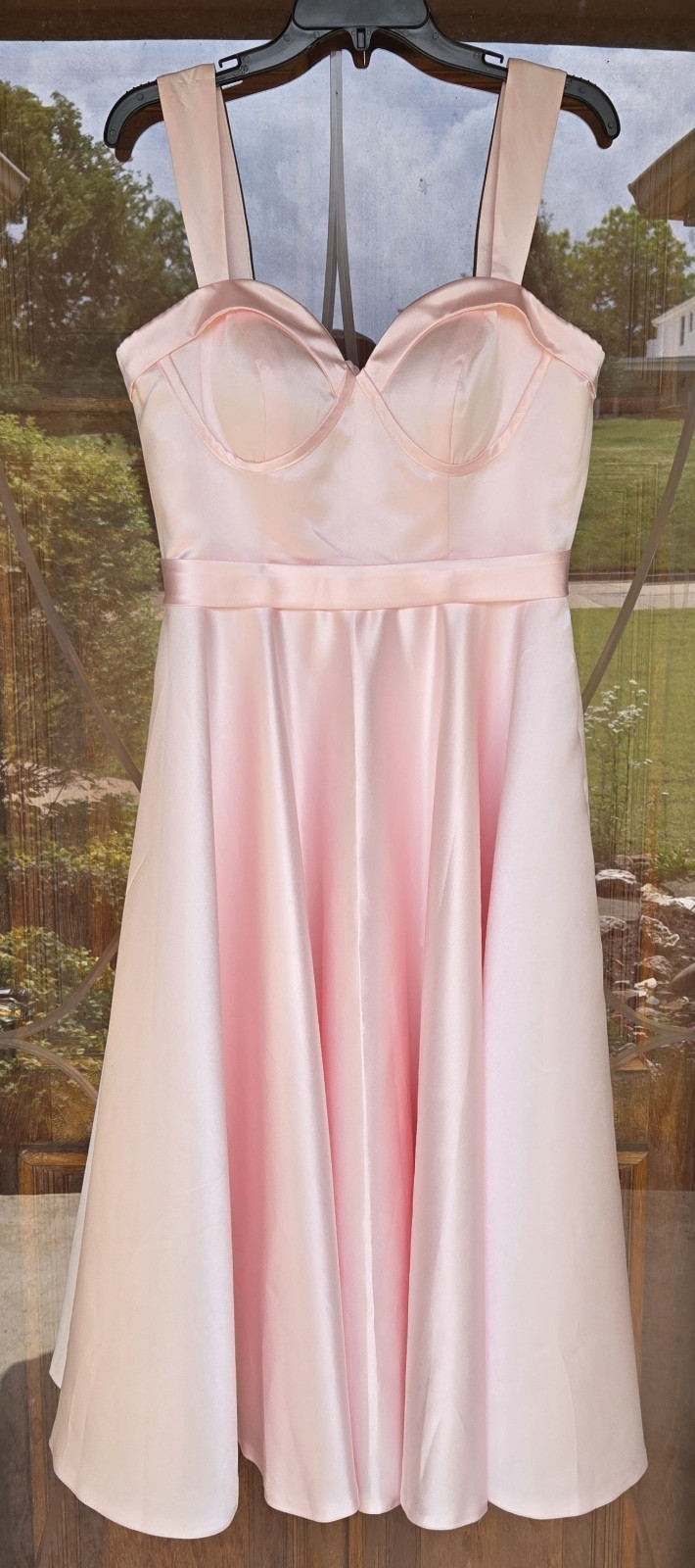 Hebeos Custom Dress with Princess Straps – Tea Length – Soft Pink