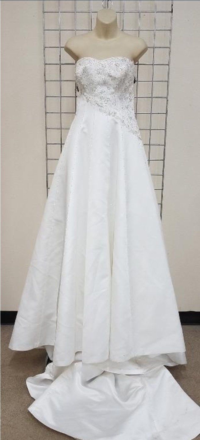 Maggie Sottero Strapless Sequined Rhinestone Embellished Wedding Gown Sz 8 T80