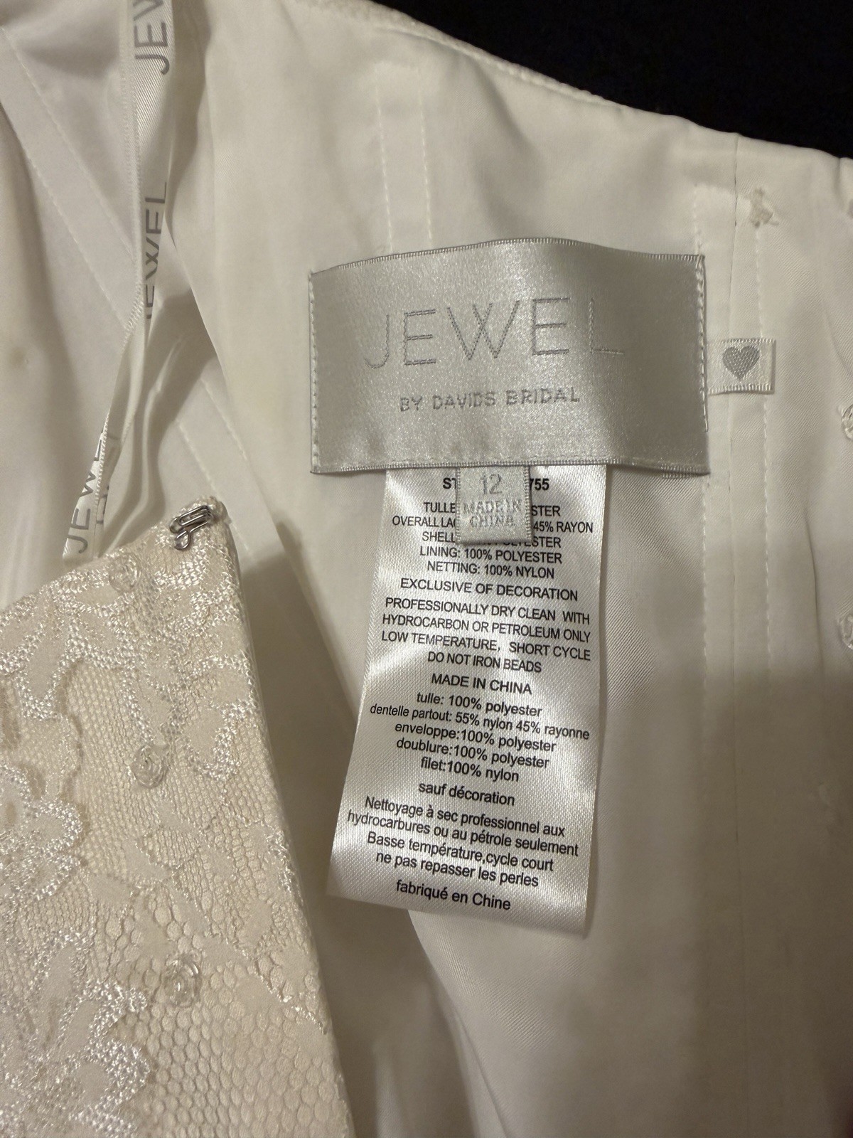 Jewel by David’s Bridal Strapless Sweetheart A-Line Lace Beaded Corset 12