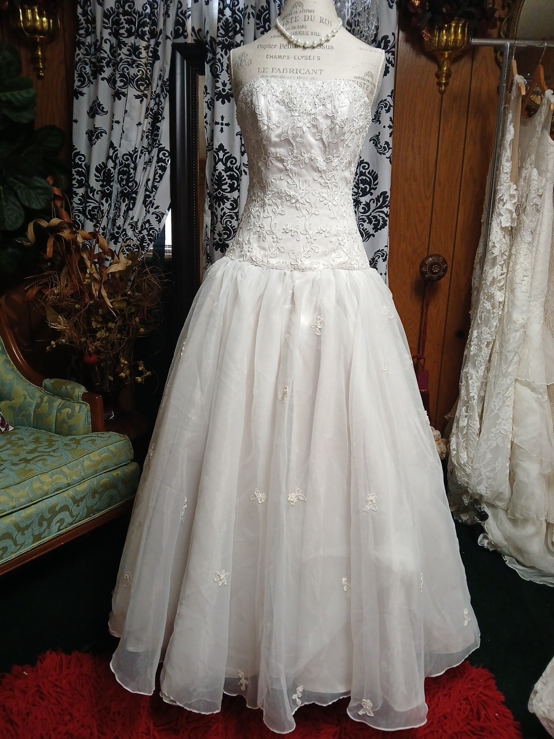 Maggie Sottero Couture Champagne Floral Embroidered Corset Wedding Dress Size 8