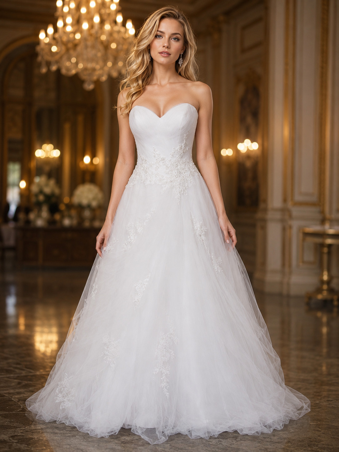 Casablanca Wedding Dress Size 6 Ivory Ball Gown Tulle Lace Crystal Beaded NWT
