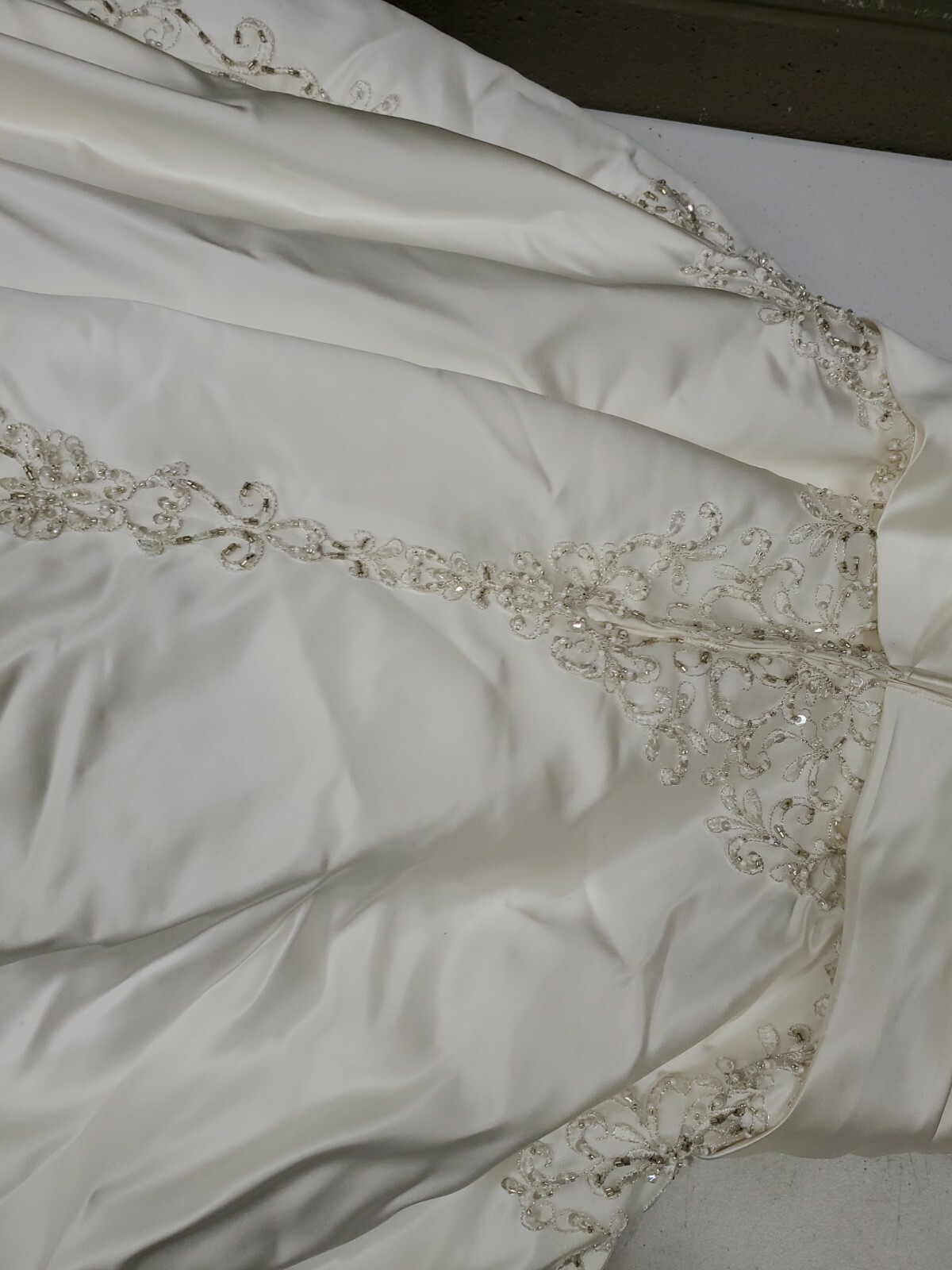 Eden Bridals White Wedding Dress Gown Beaded Strapless Size 10 (Ml)