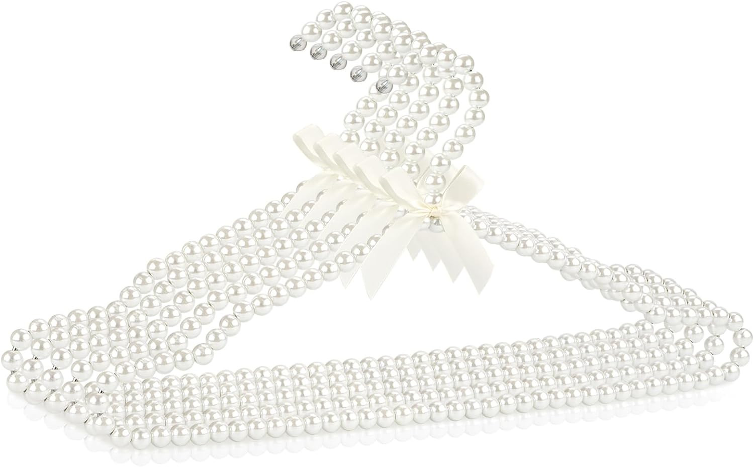 Pearl Hangers 16in for Wedding Dress Bridal Gown, 5-Pack | Sturdy Metal Core, Ri