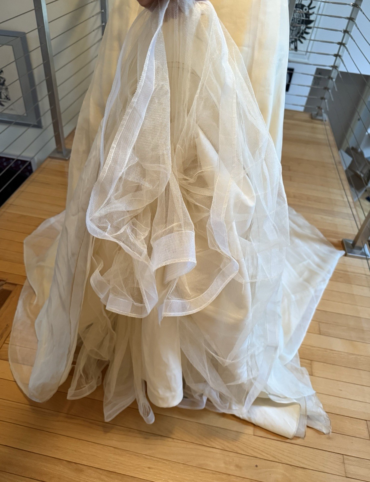 AMSALE Bali S (4) Ivory A-Line Organza Silk Lace Bralette Wedding Dress