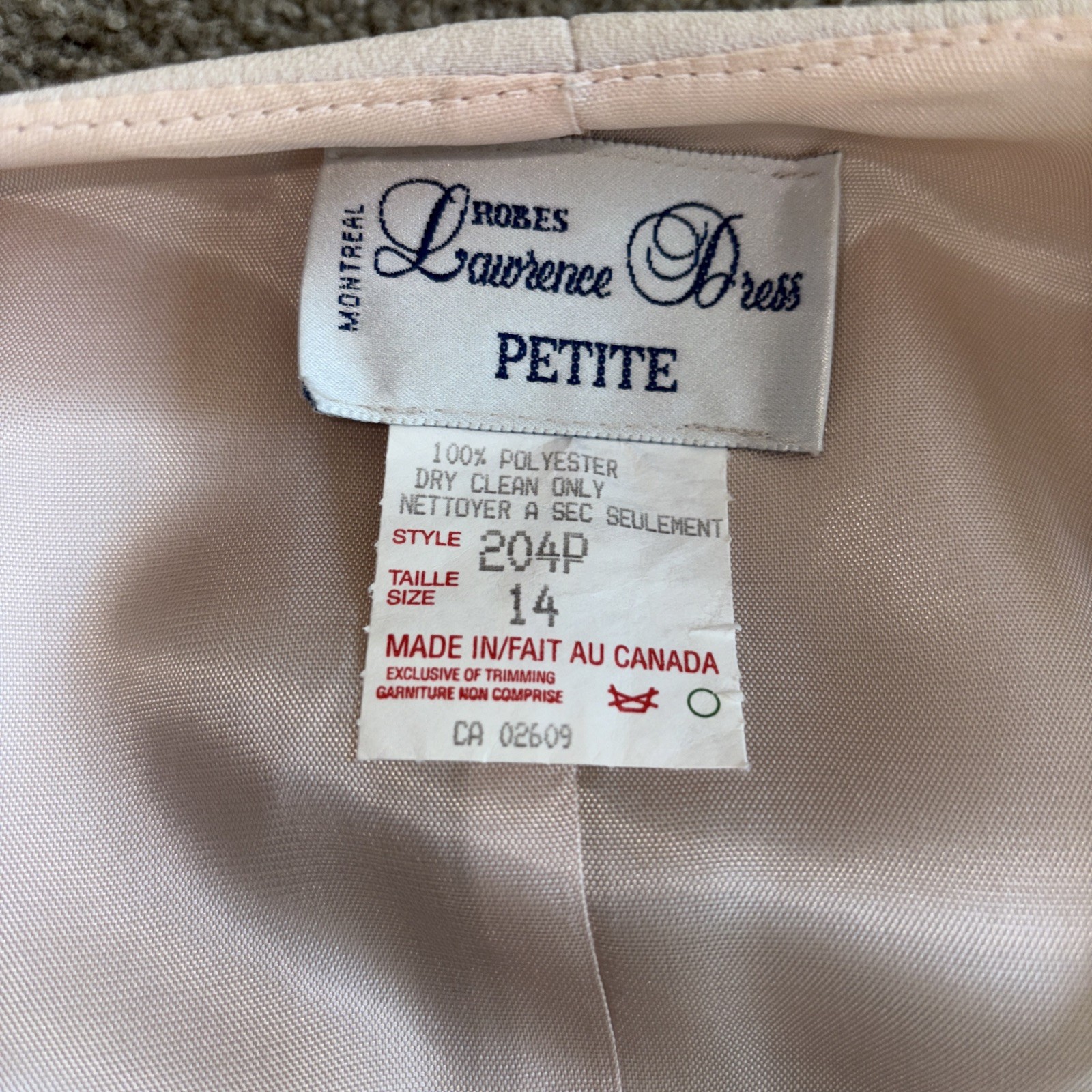 Robes Lawrence Montreal Formal Dress w/Blazer Beige Wedding Bride NYE size 14P