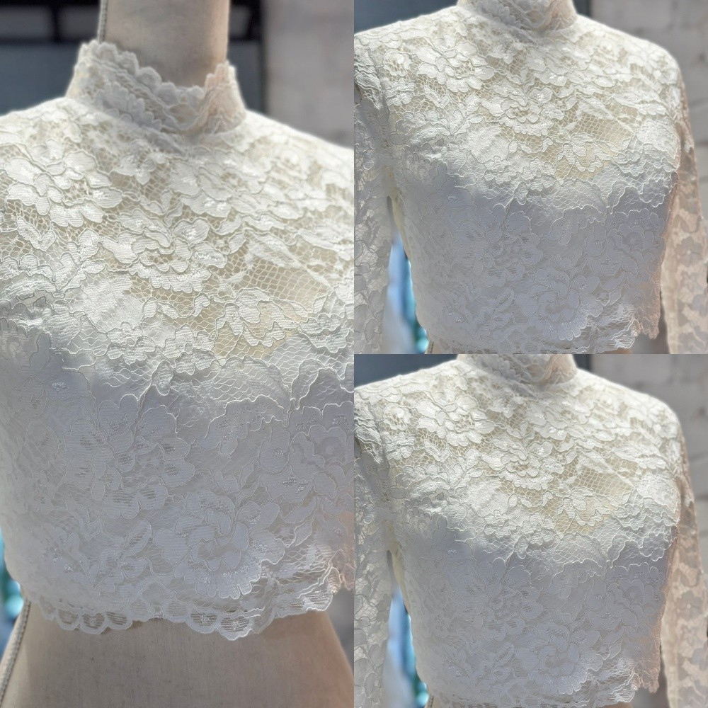 Wedding Jacket Lace Appliques Long Sleeves Bride Capes High Neck Bridal Bolero