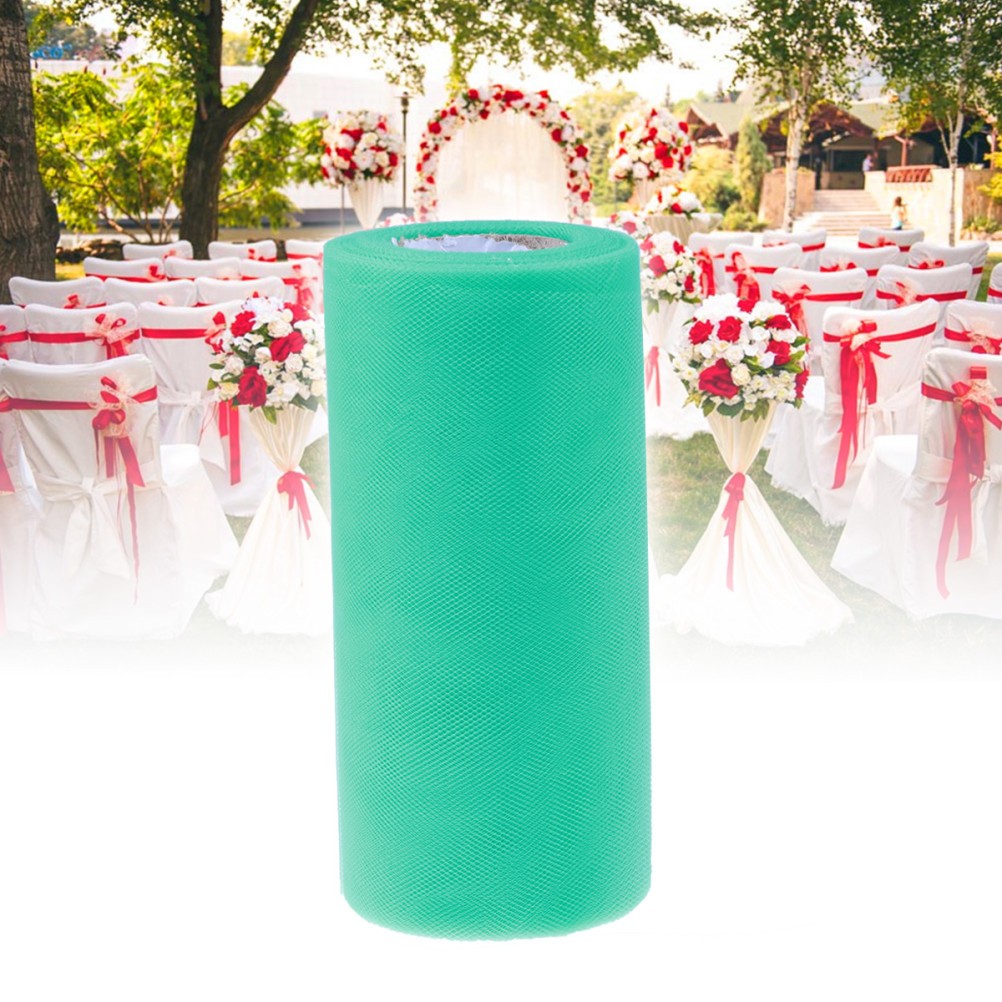 Wedding Decoration Tulle Roll 22m x 15cm Polyester Fabric Lake Green