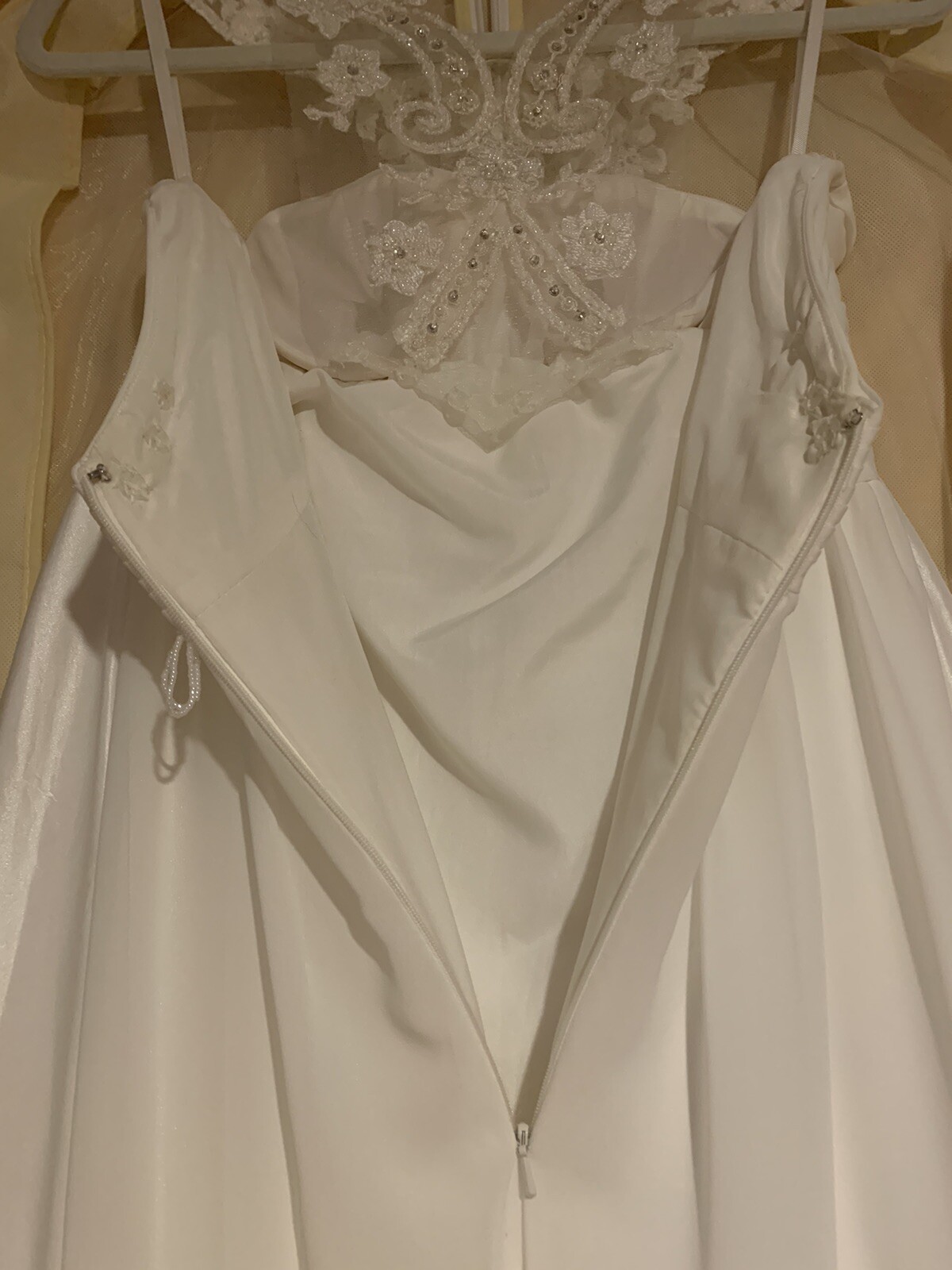 Jasmine Bridal Wedding Dress White Beaded Neck Racer Back Elastic Waist