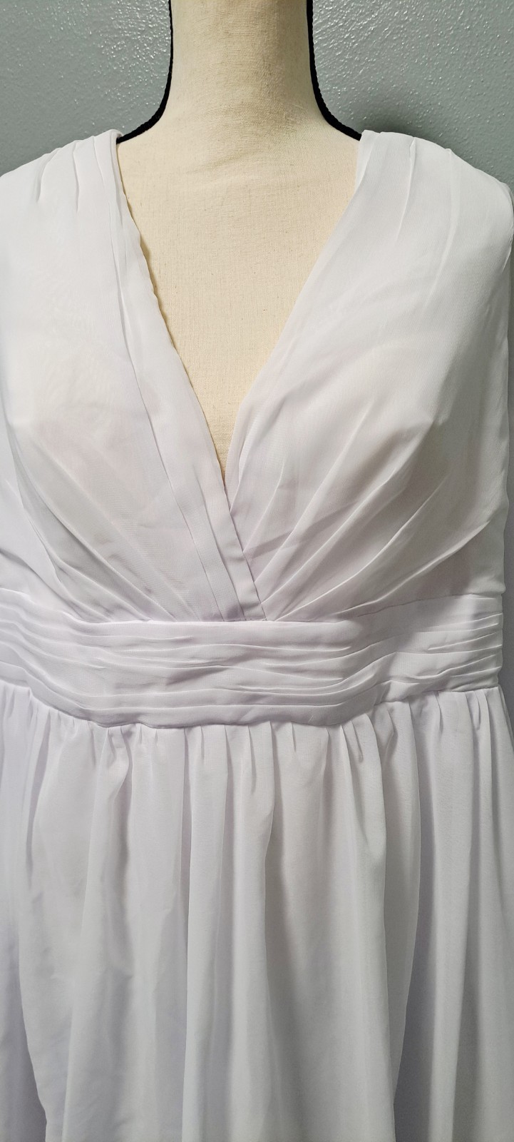 Elegant Wedding Dress Long Chiffon Lined Womens Plus Size 18W Tie Zip White Gown