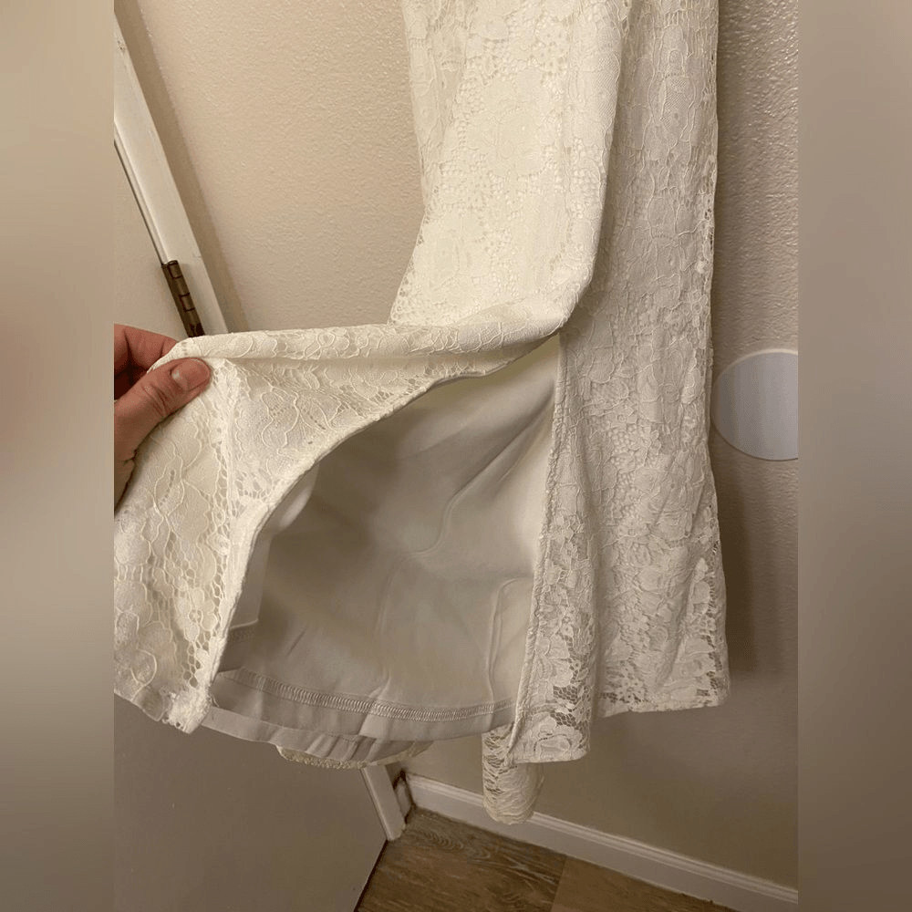 Lulus Waverly White Lace Midi Dress MEDIUM NWT Bridal Shower Courthouse Wedding