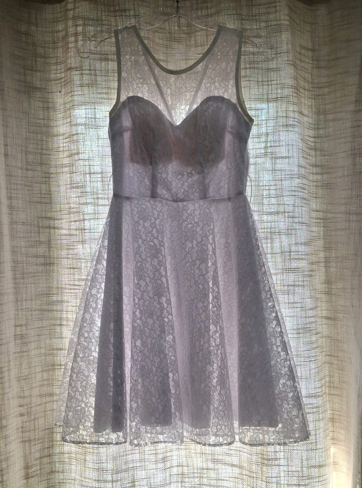 XS Lace Wedding Formal Cocktail Confirmation Homecoming Dress White w Ivory Trim
