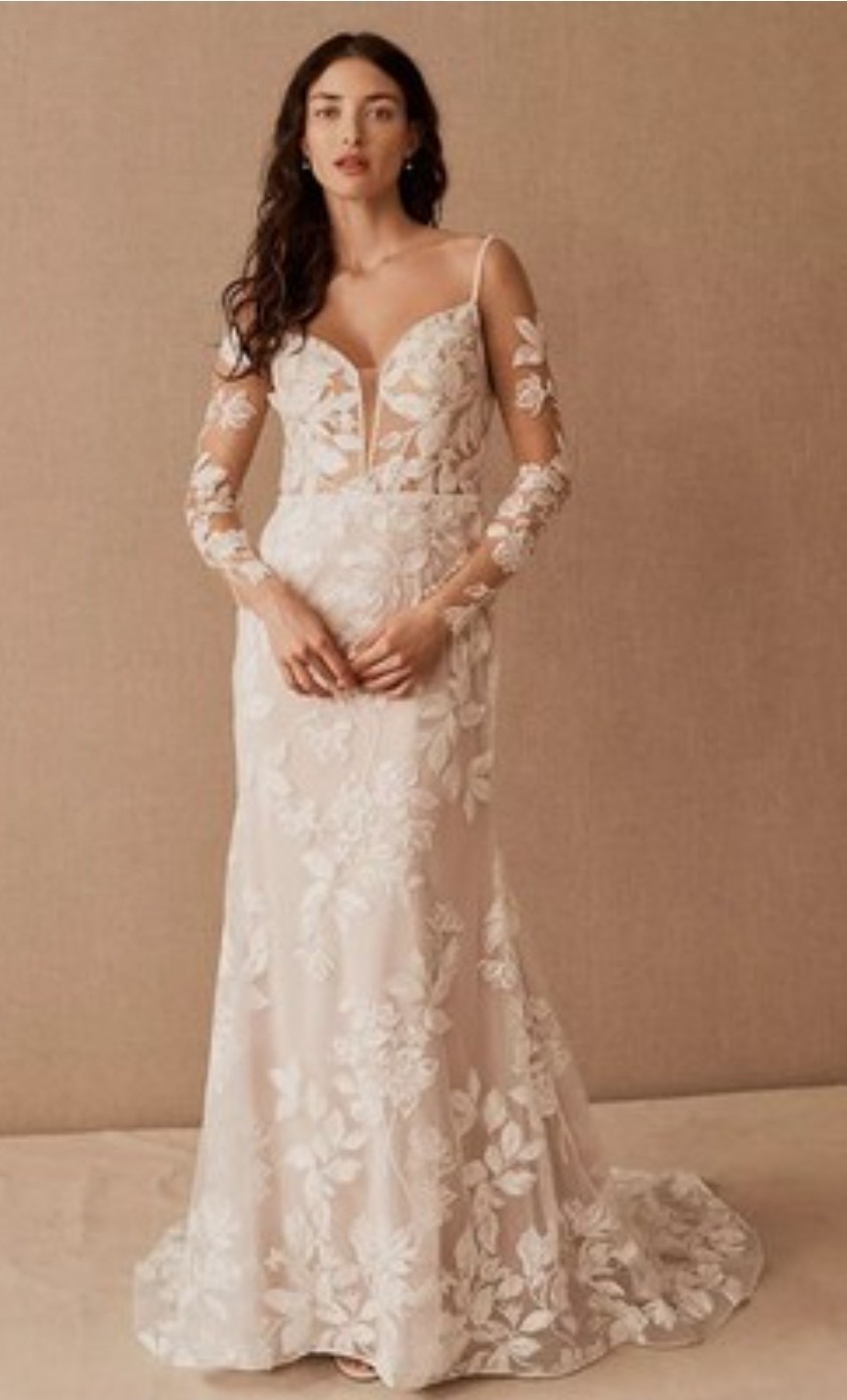 NWT $2815 Wtoo Watters Paloma Ivory Long Sleeve Lace Fit Flare Wedding Dress 12