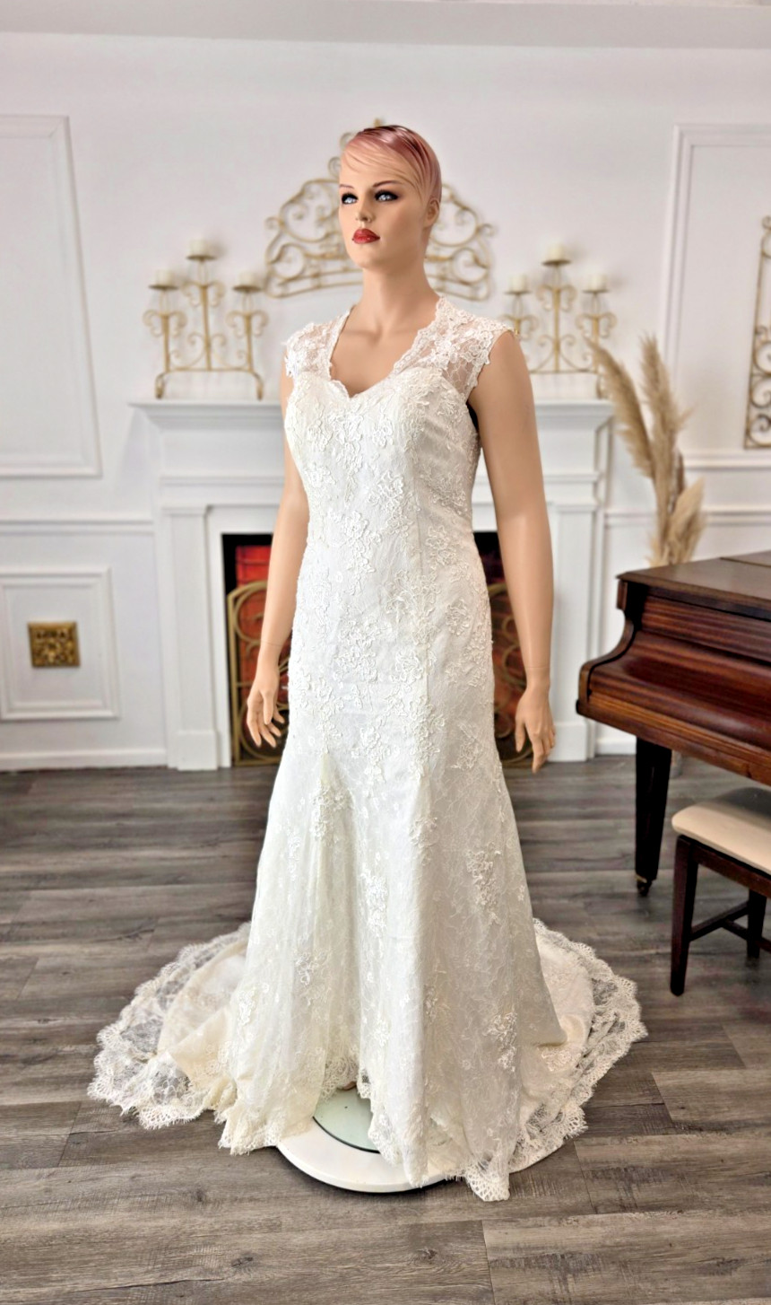 Unbranded Cap Sleeve lace fit and flare White Wedding Dress plus sz 20