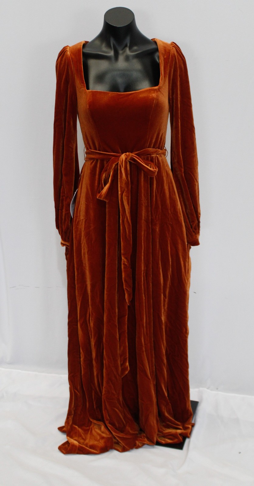 Azazie Women’s Leonia A-Line Long Sleeve Velvet Dress AP2 Burnt Orange Size: A4