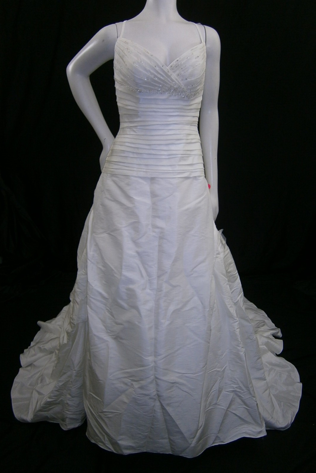Casablanca Wedding Dress Ball Gown 10-14 White Satin Straps Beaded Elegant